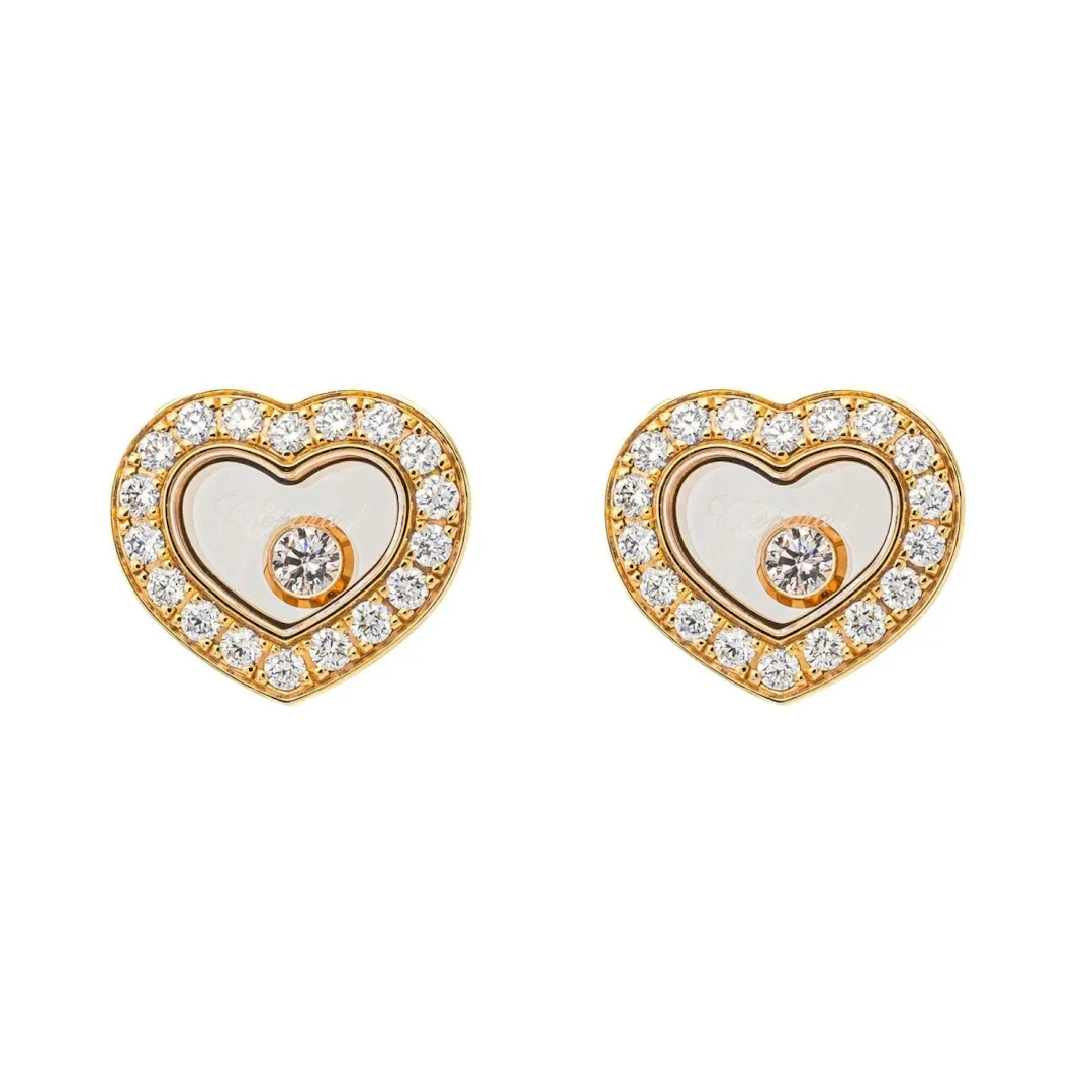 Earrings CHOPARD "Happy diamonds" in rose gold and diamonds