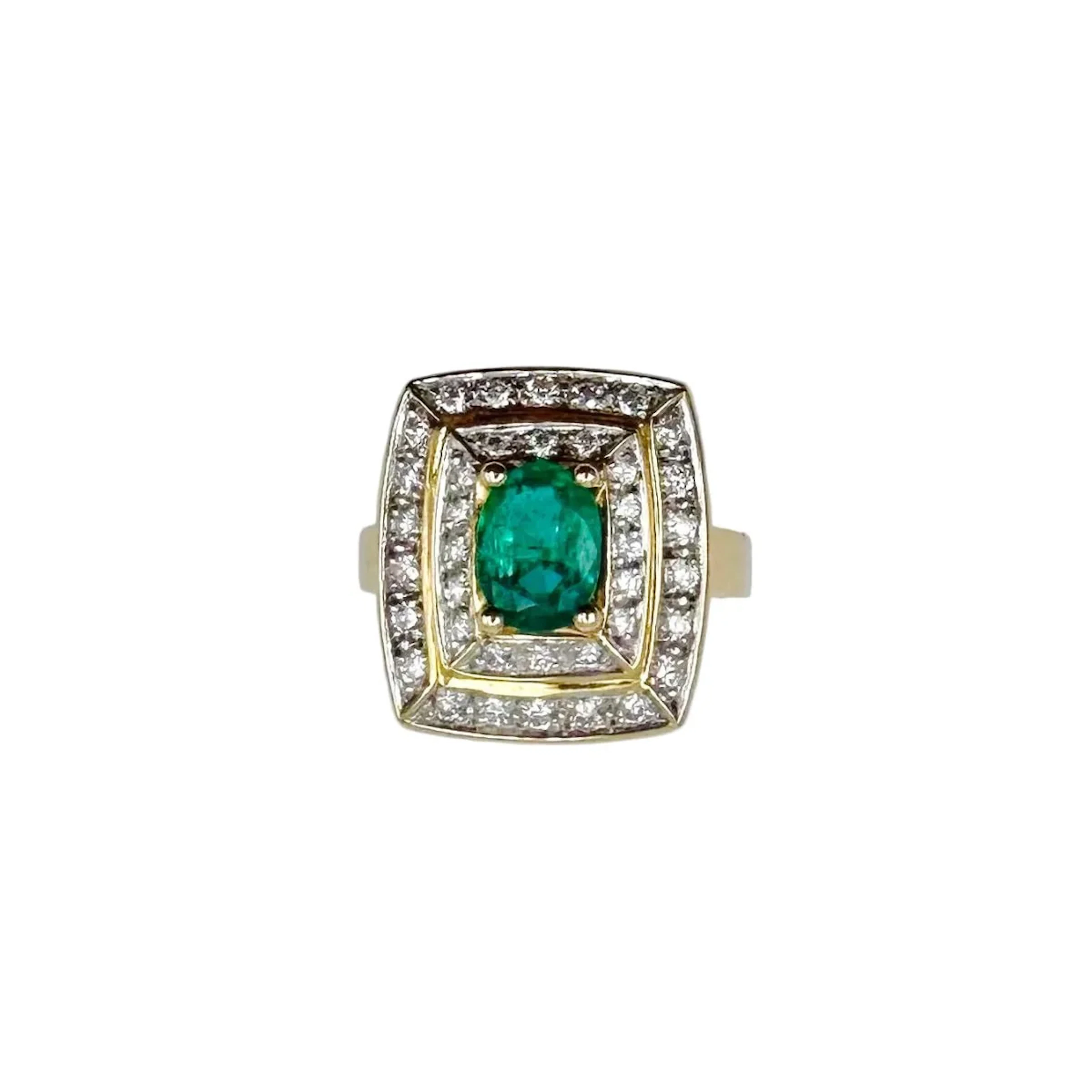 Yellow gold, emerald and diamond Entourage Ring