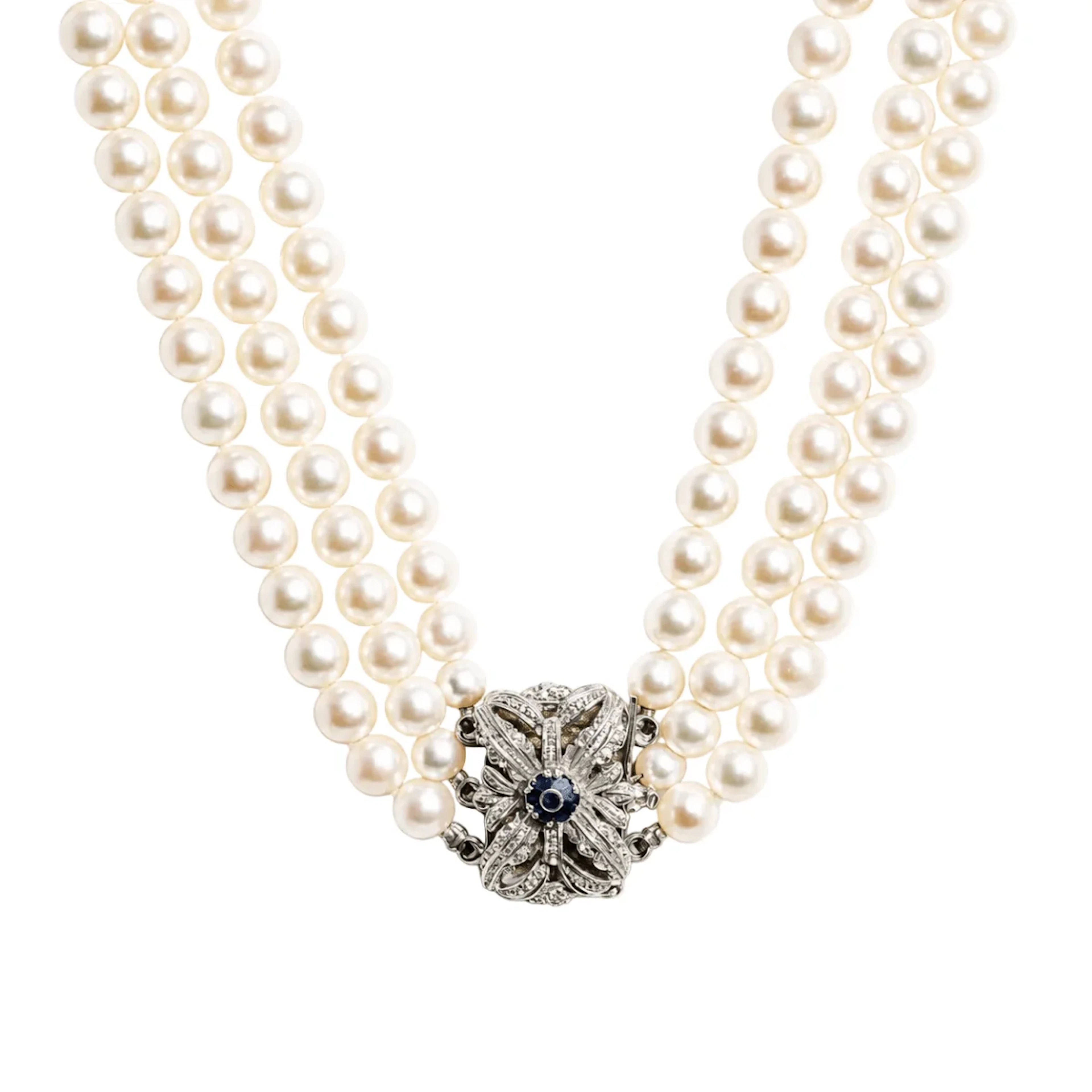 White Gold Pearl Necklace