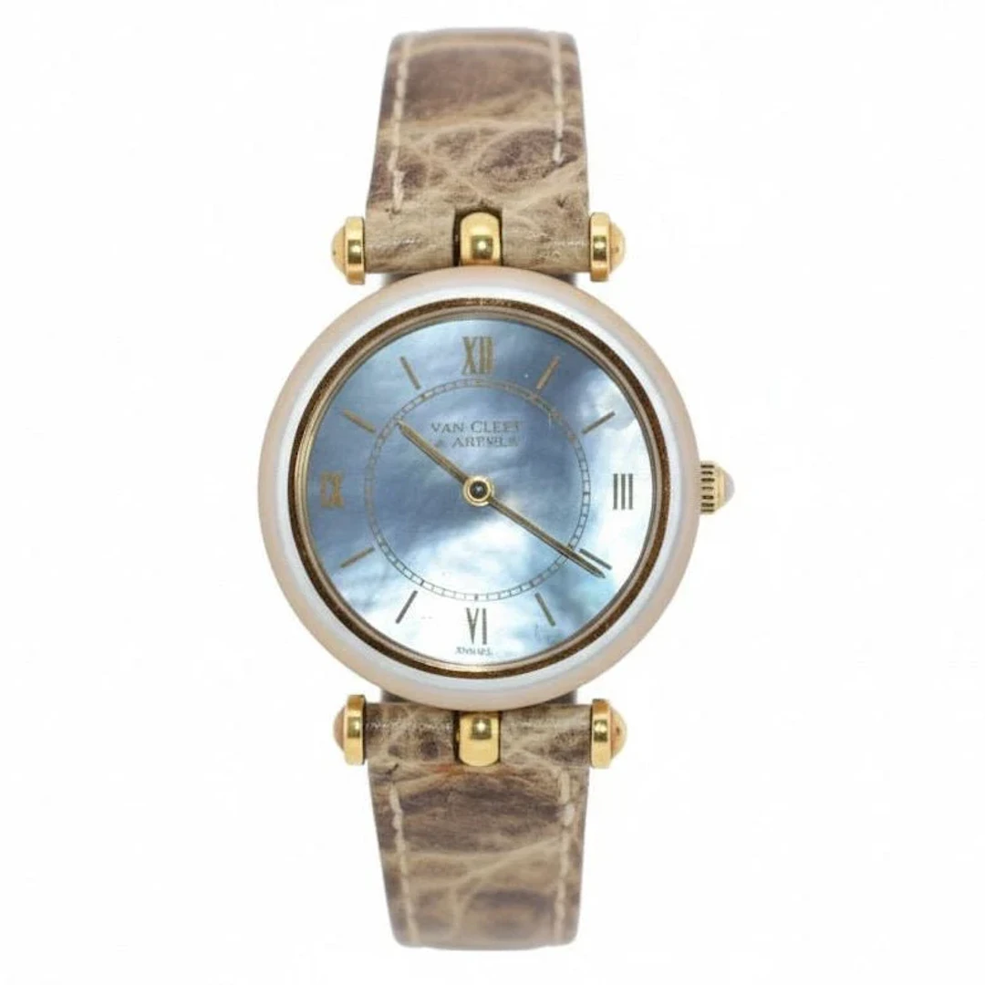 VAN CLEEF & ARPELS "Pierre Arpels" watch in yellow gold, leather and