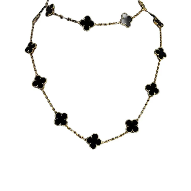 Collier Sautoir VAN CLEEF & ARPELS "Vintage Alhambra" en or jaune et onyx
