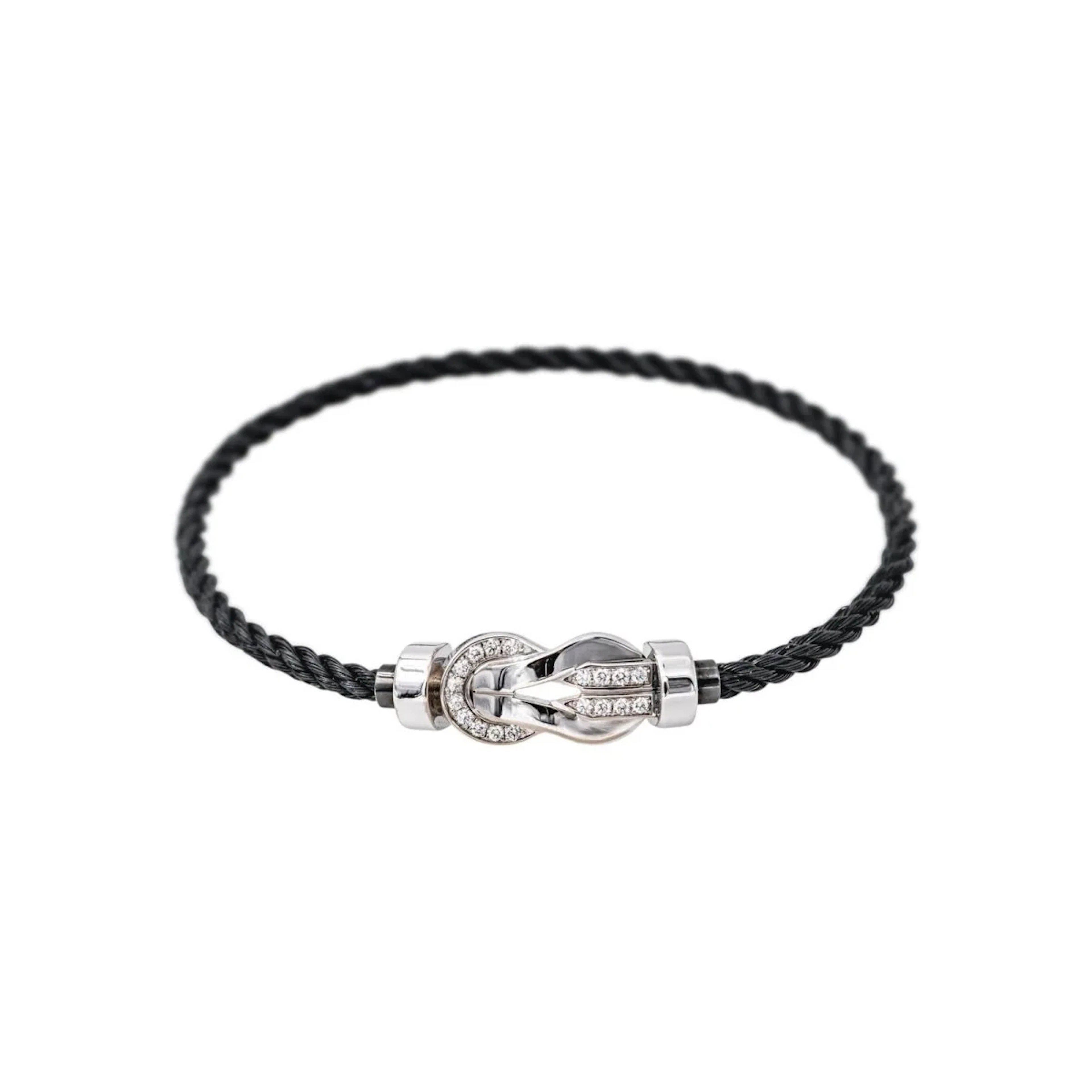 Bracelet FRED "Chance Infinie" en or blanc, acier, nylon et diamants