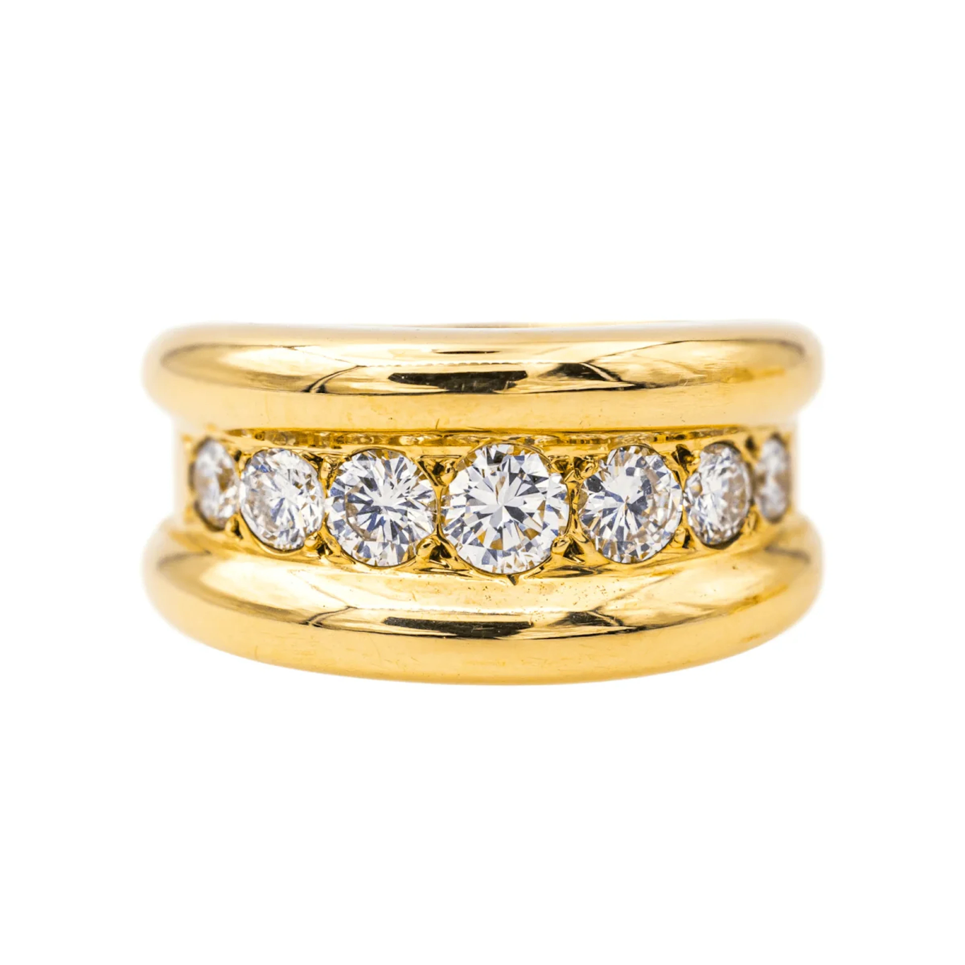 Jonc ring in yellow gold and diamonds