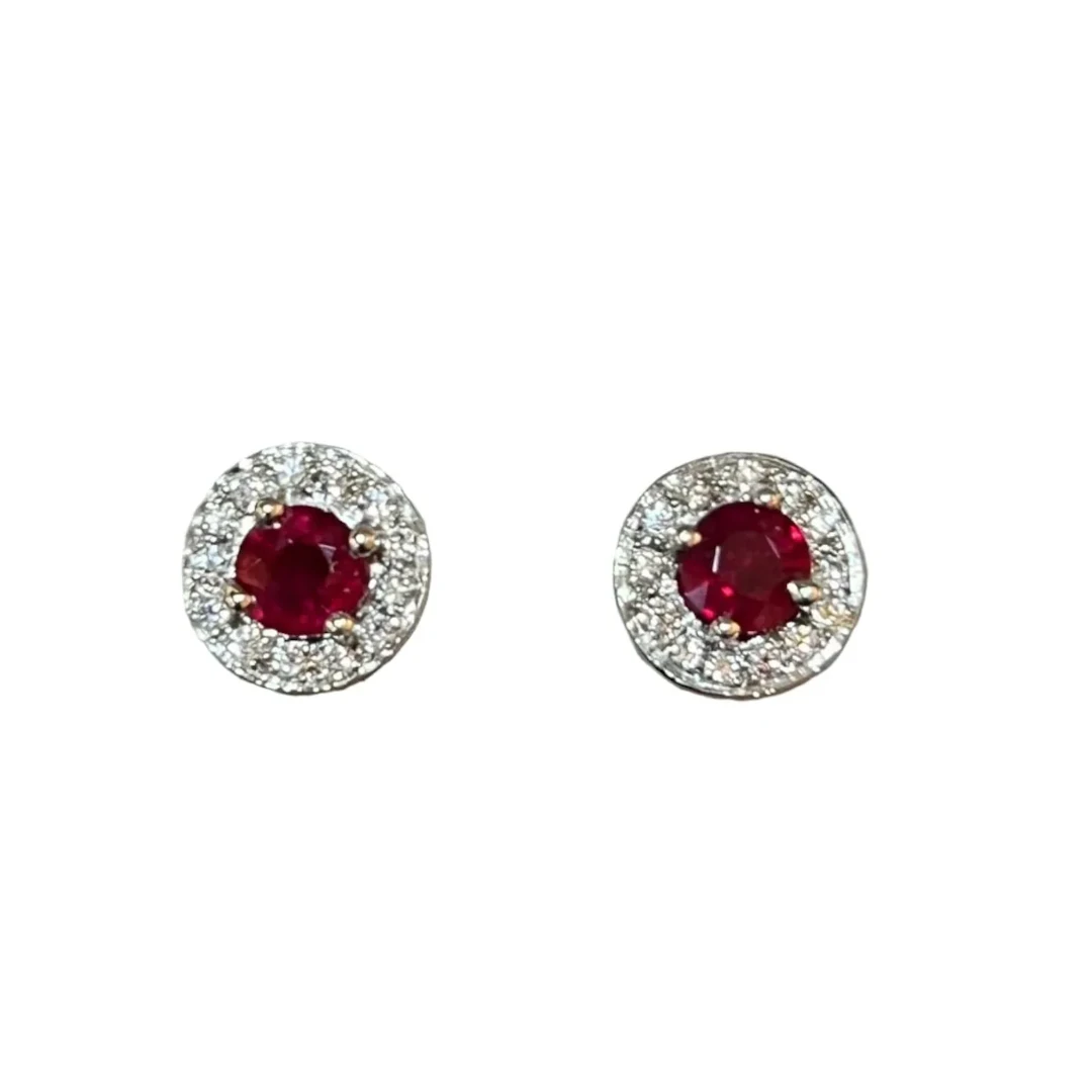 White Gold Earrings with Rubies and Diamonds