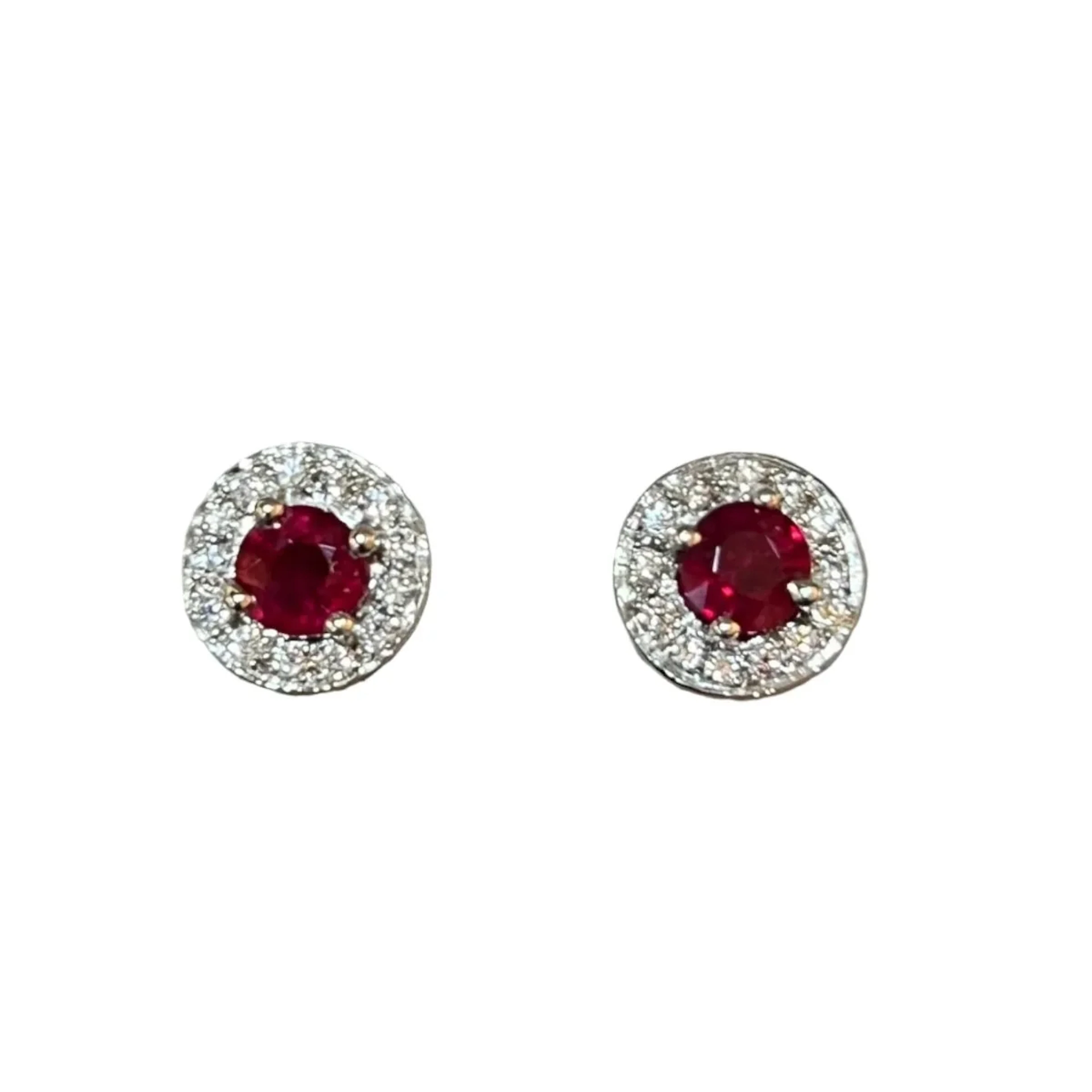 White Gold Earrings with Rubies and Diamonds