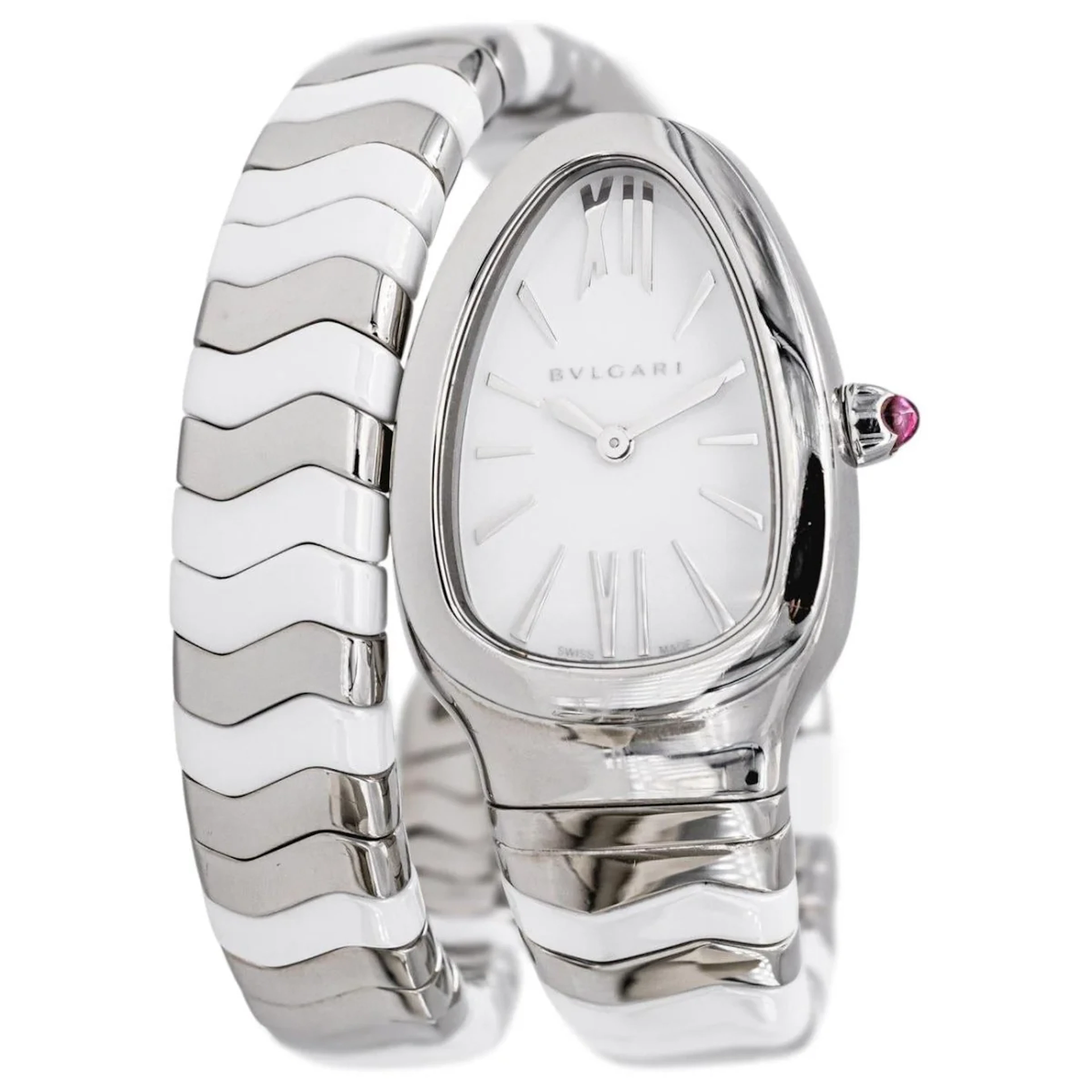 Bulgari Spiga Watch, Stainless Steel with Spinel