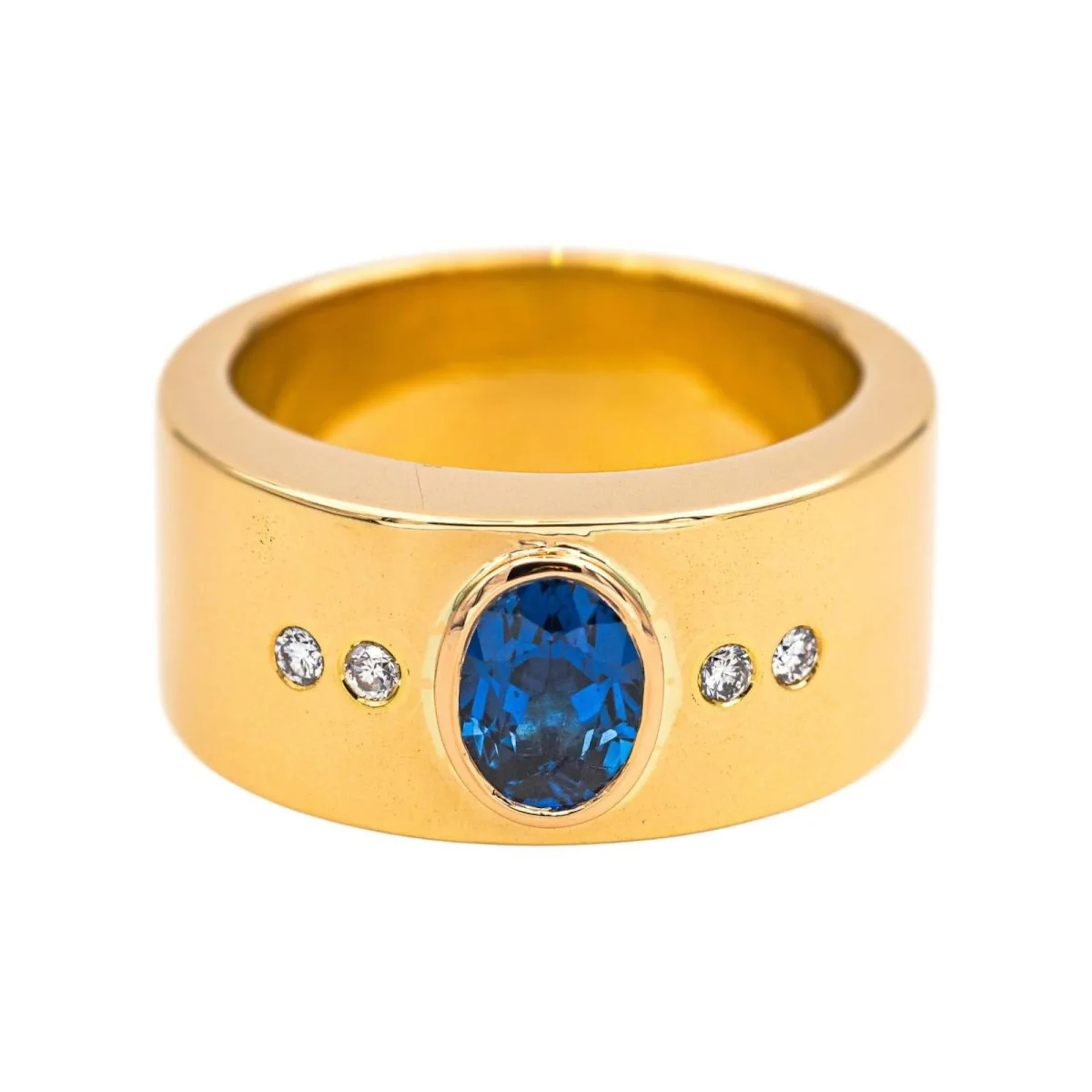 Ring Headband in yellow gold, sapphire and diamonds