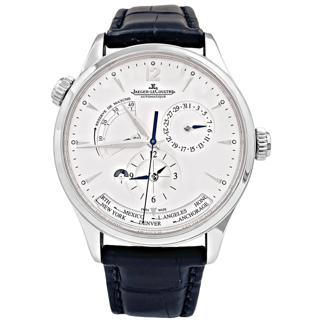JAEGER-LECOULTRE "Master Control Geographic" Watch in Steel and Leather