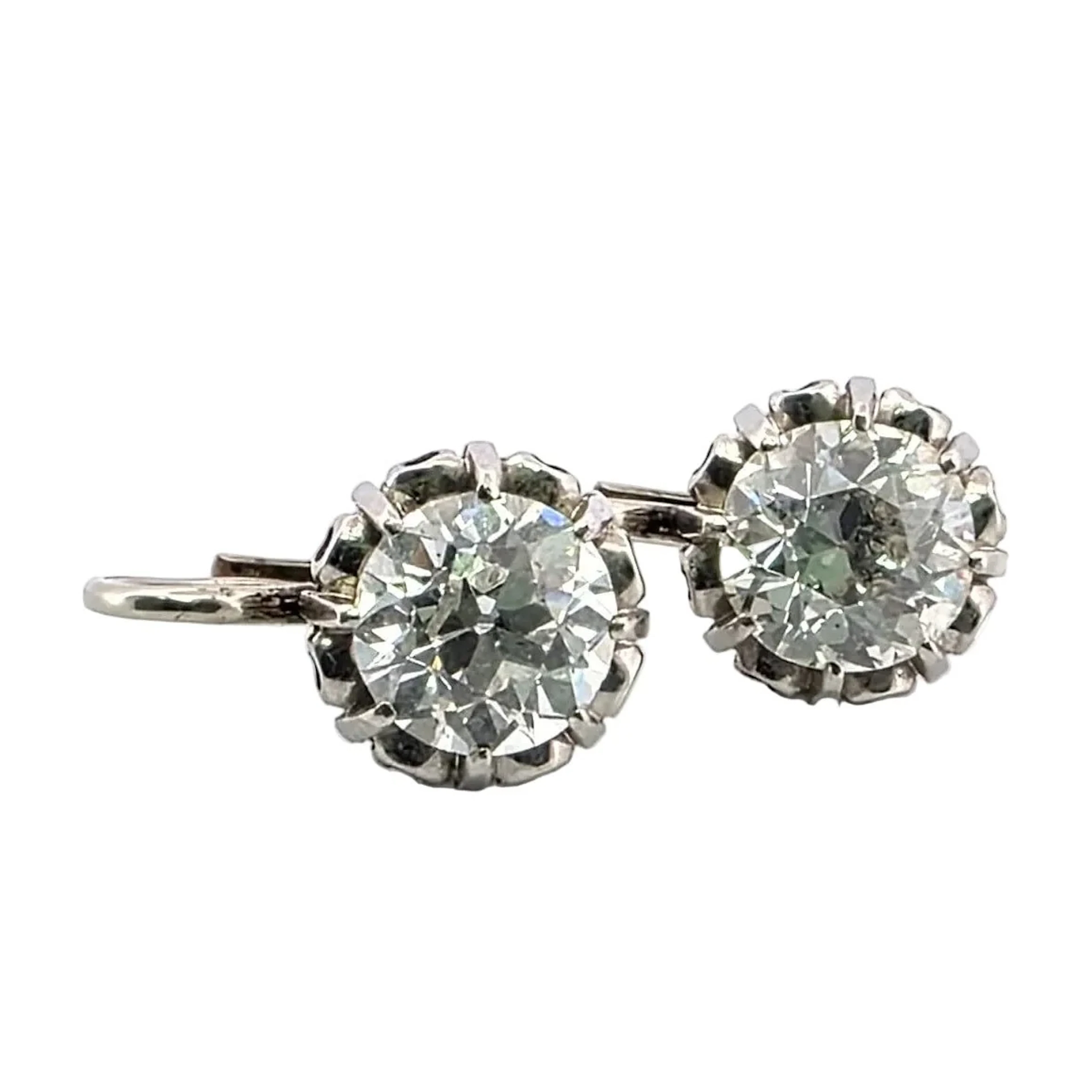 White Gold and Diamond Lever-back Earrings