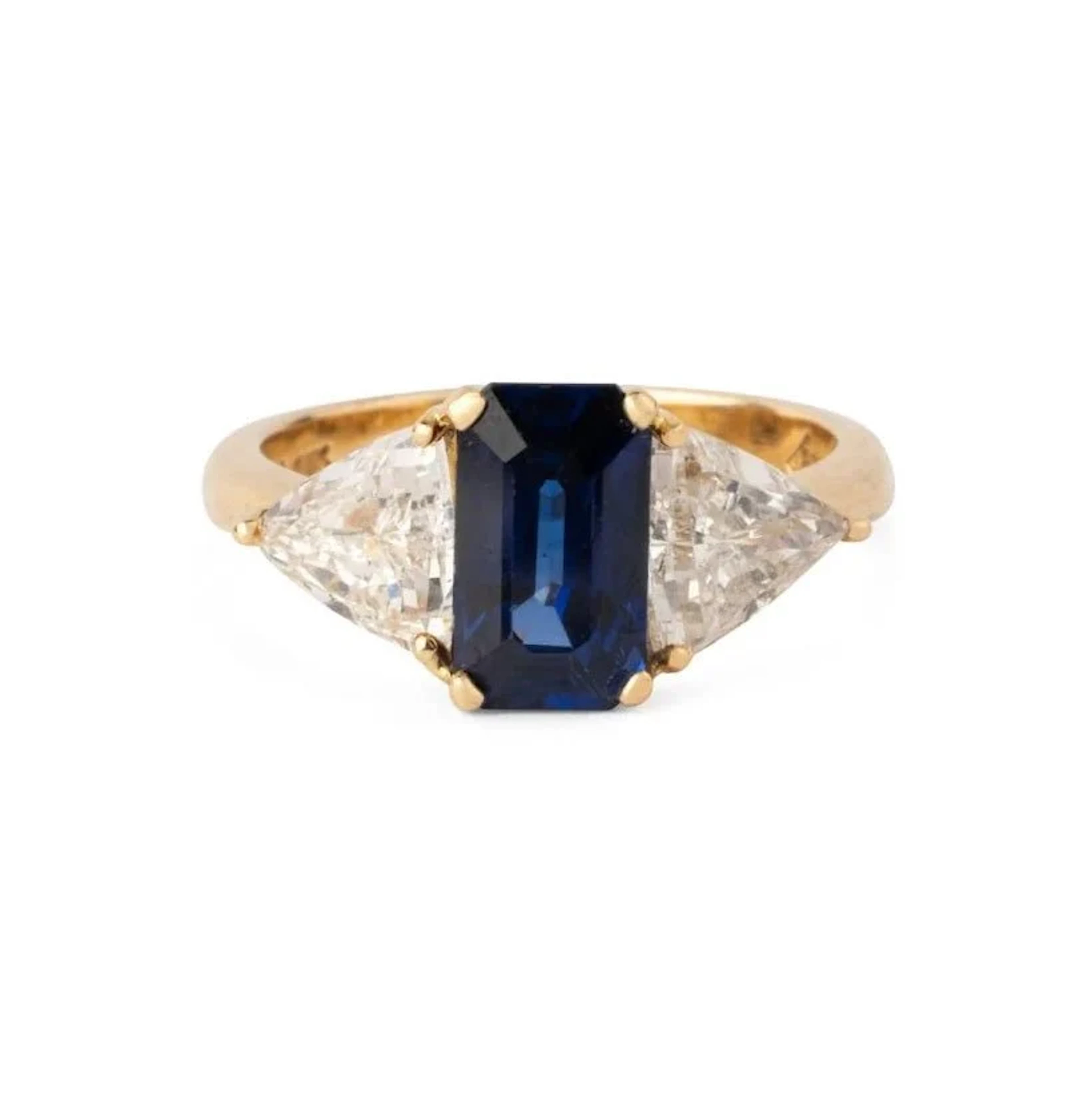 Bague Jarretière en or jaune, saphir et diamants