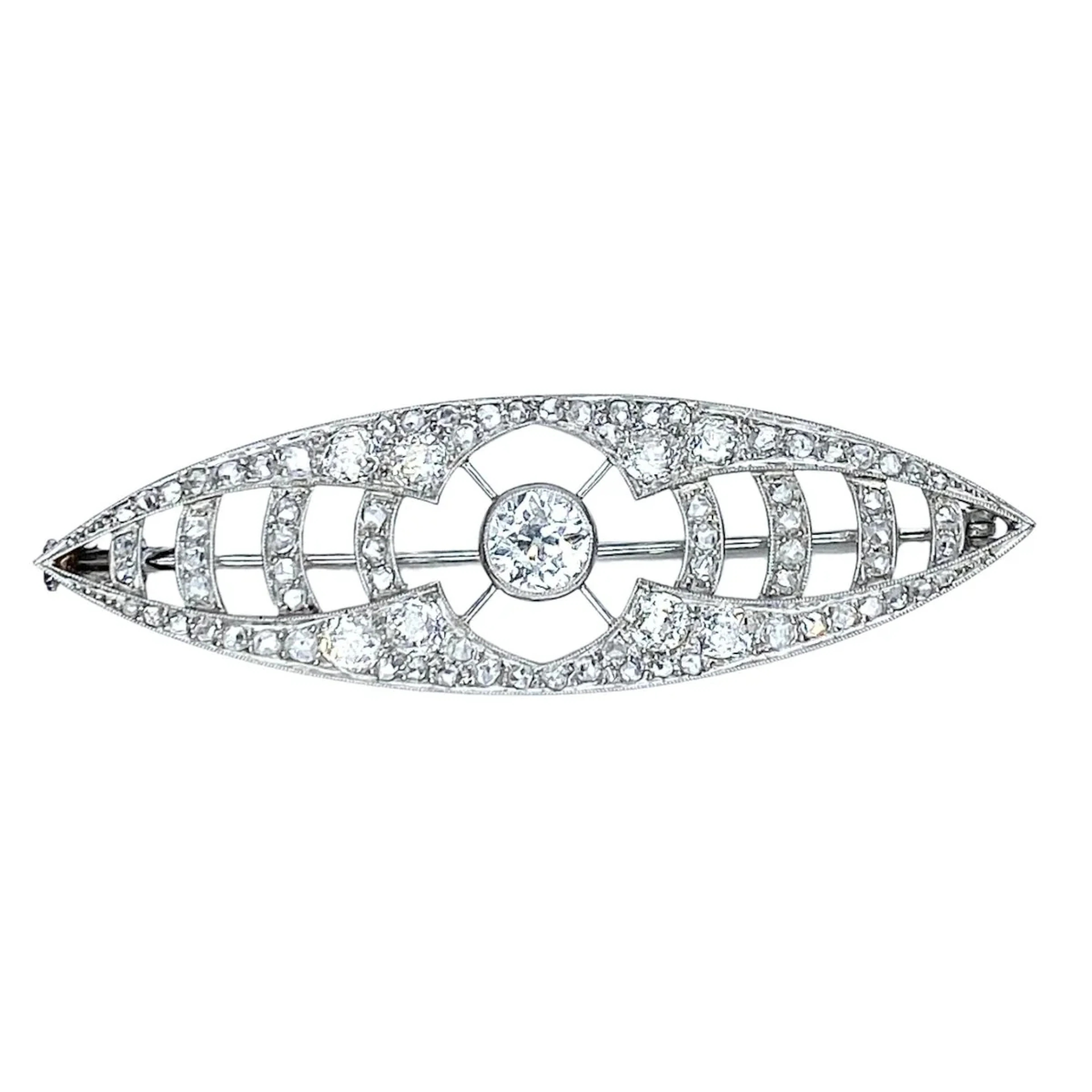 Brooch Pin in white gold, paltinium and diamonds