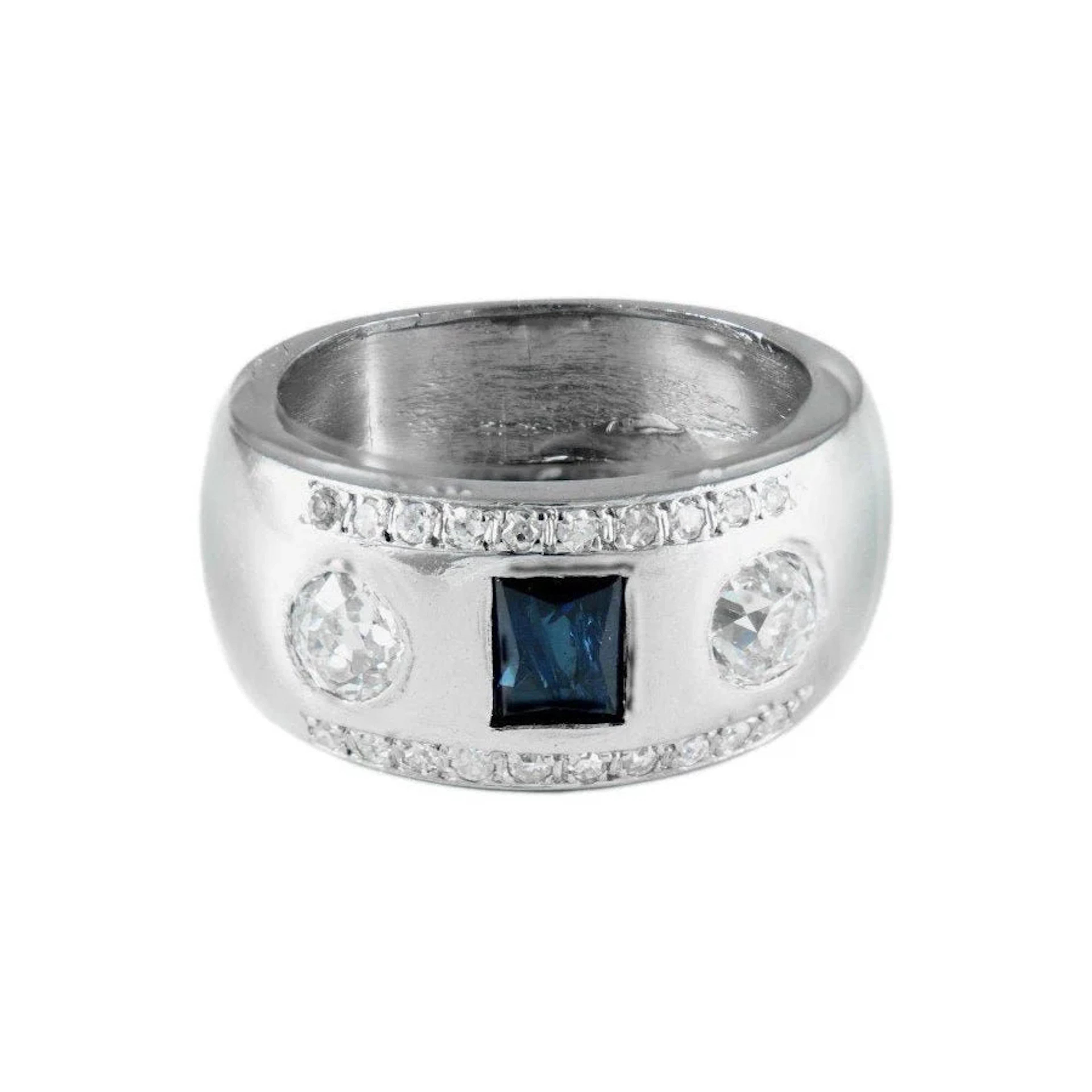Platinum, Sapphire and Diamond Bangle Ring