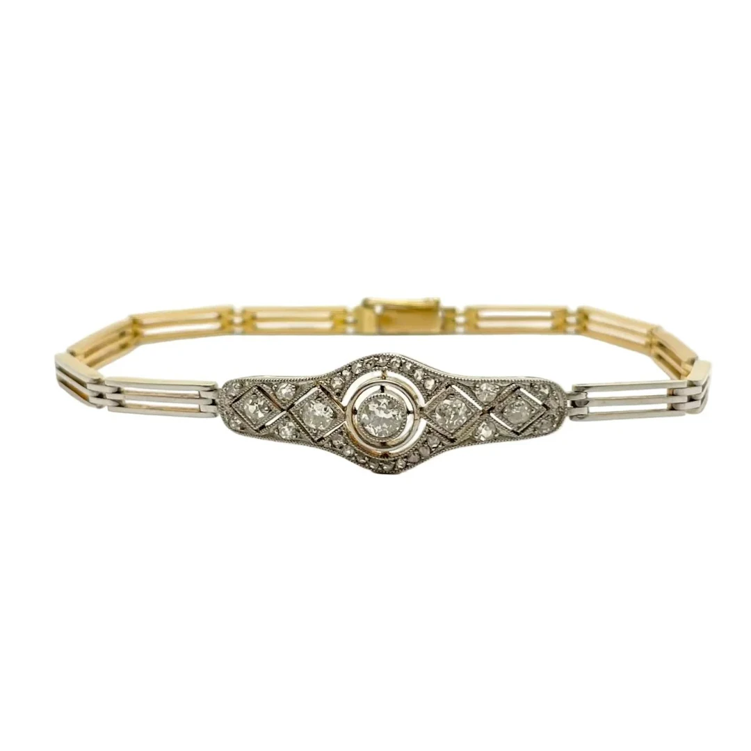 Bracelet en or blanc, or jaune et diamants