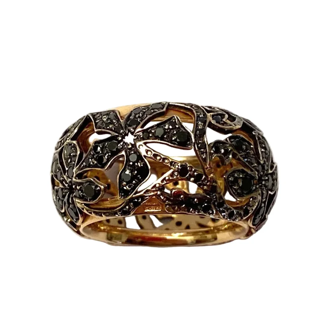POMELLATO "Arabesque" Band Ring in rose gold and diamonds
