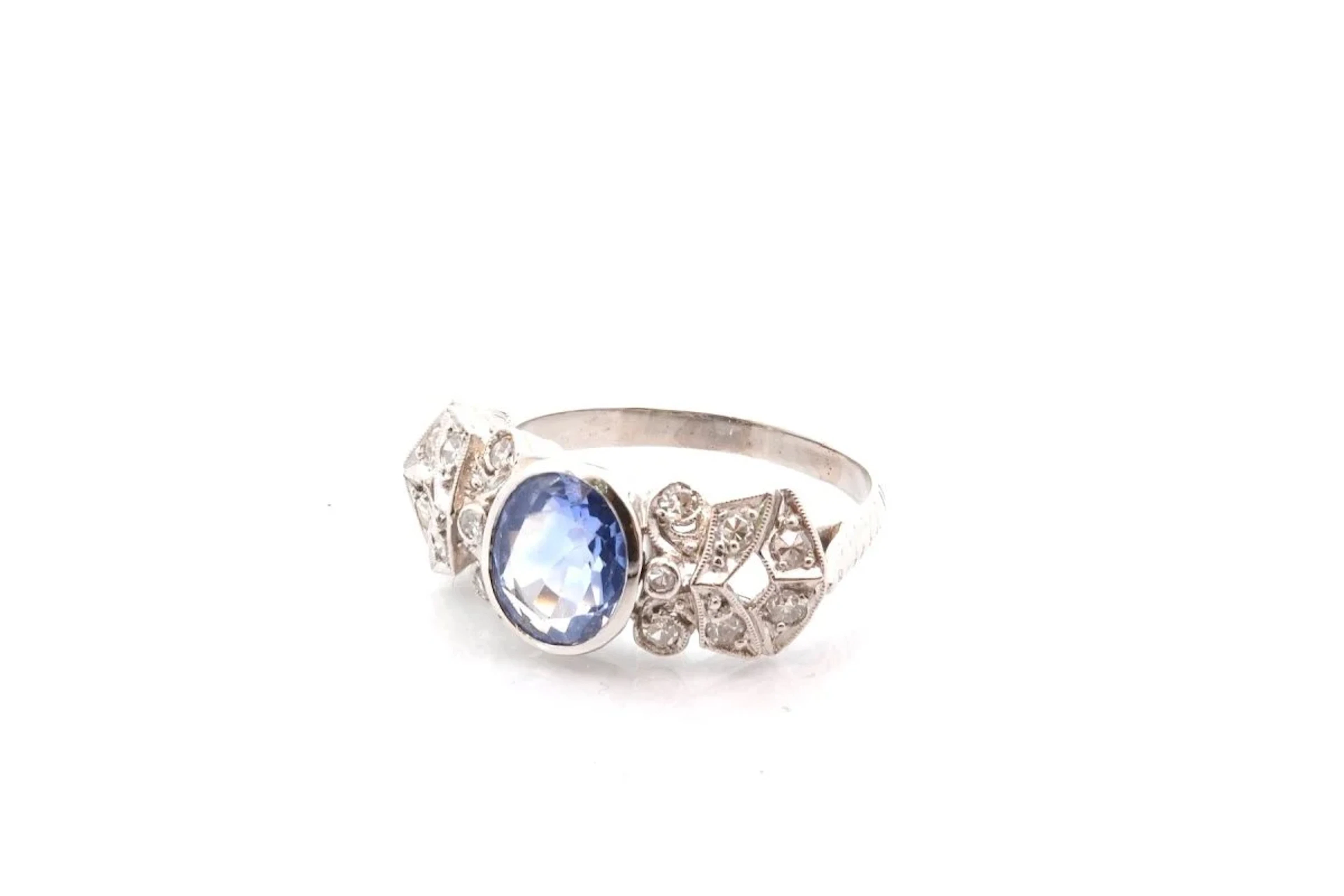 Vintage Platinum and Sapphire Ring