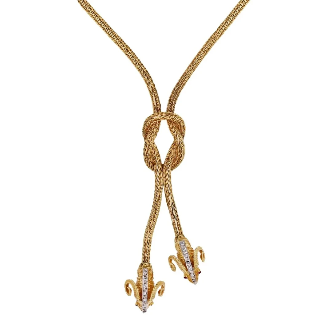 Yellow Gold Necklace with Rubies and Diamonds