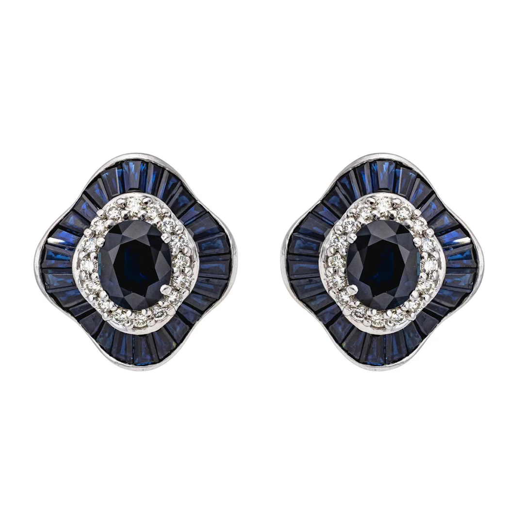 Gold White gold Sapphire Earrings