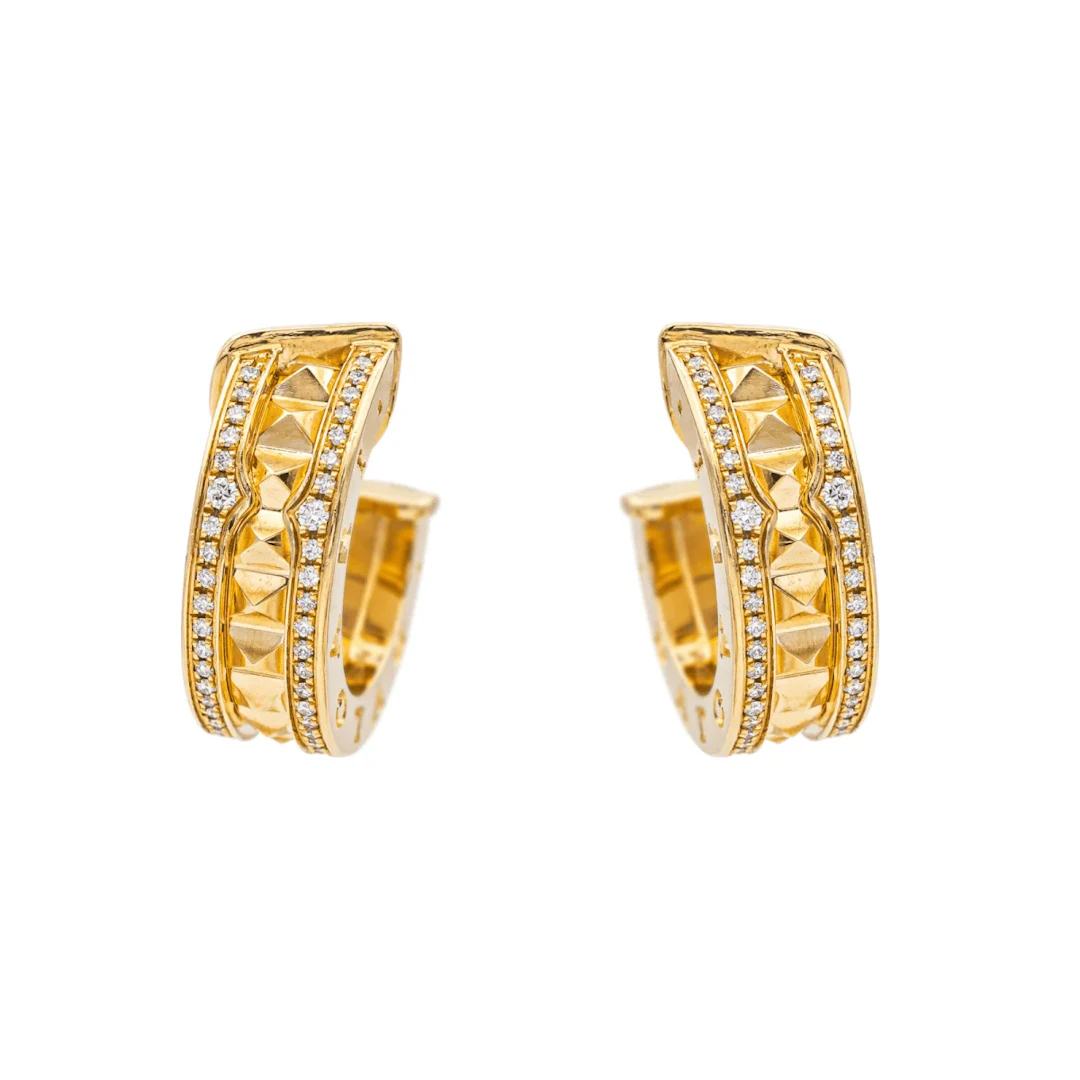 Boucles d'oreilles Créoles BULGARI "B.Zéro1 en or jaune et diamants