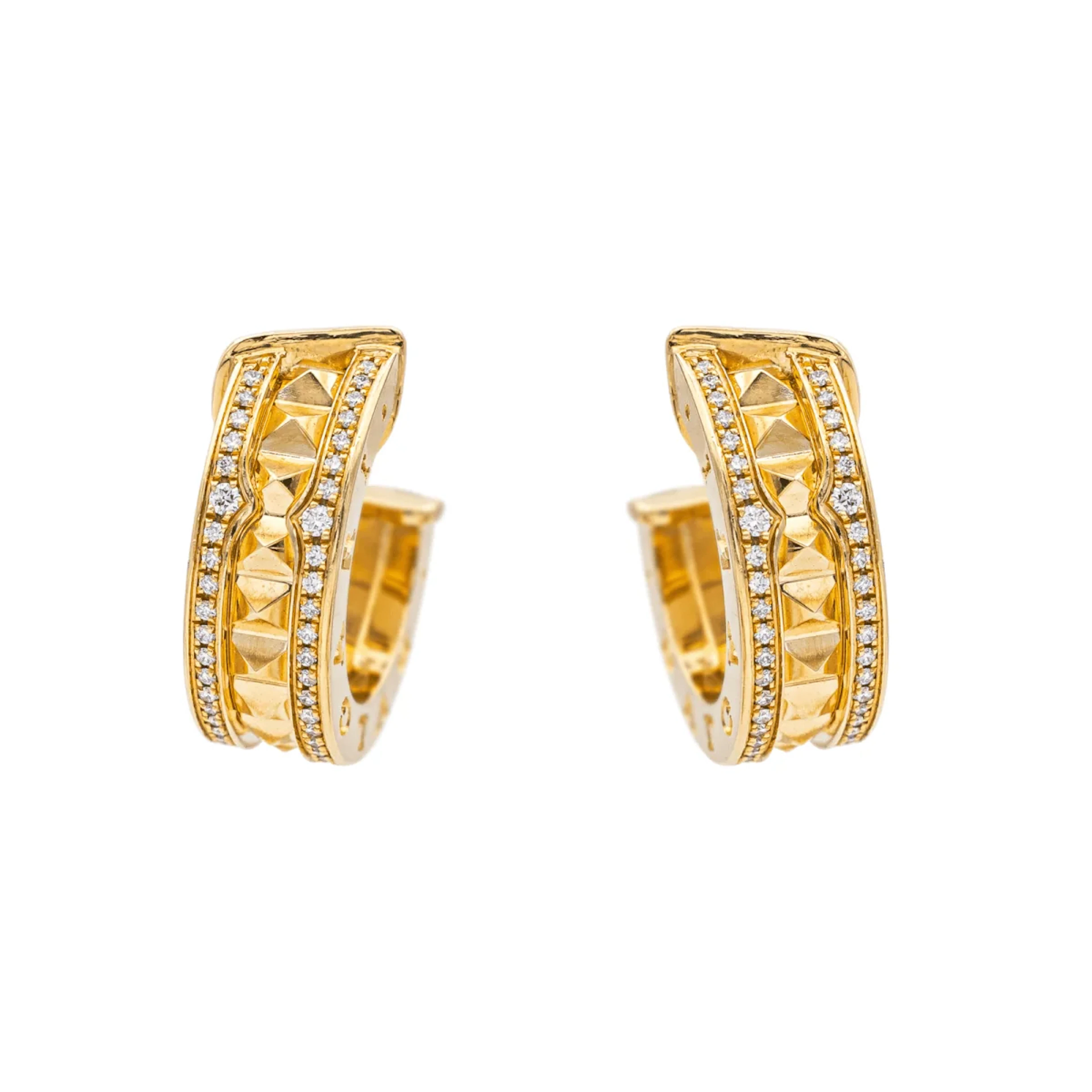 Boucles d'oreilles Créoles BULGARI "B.Zéro1 en or jaune et diamants