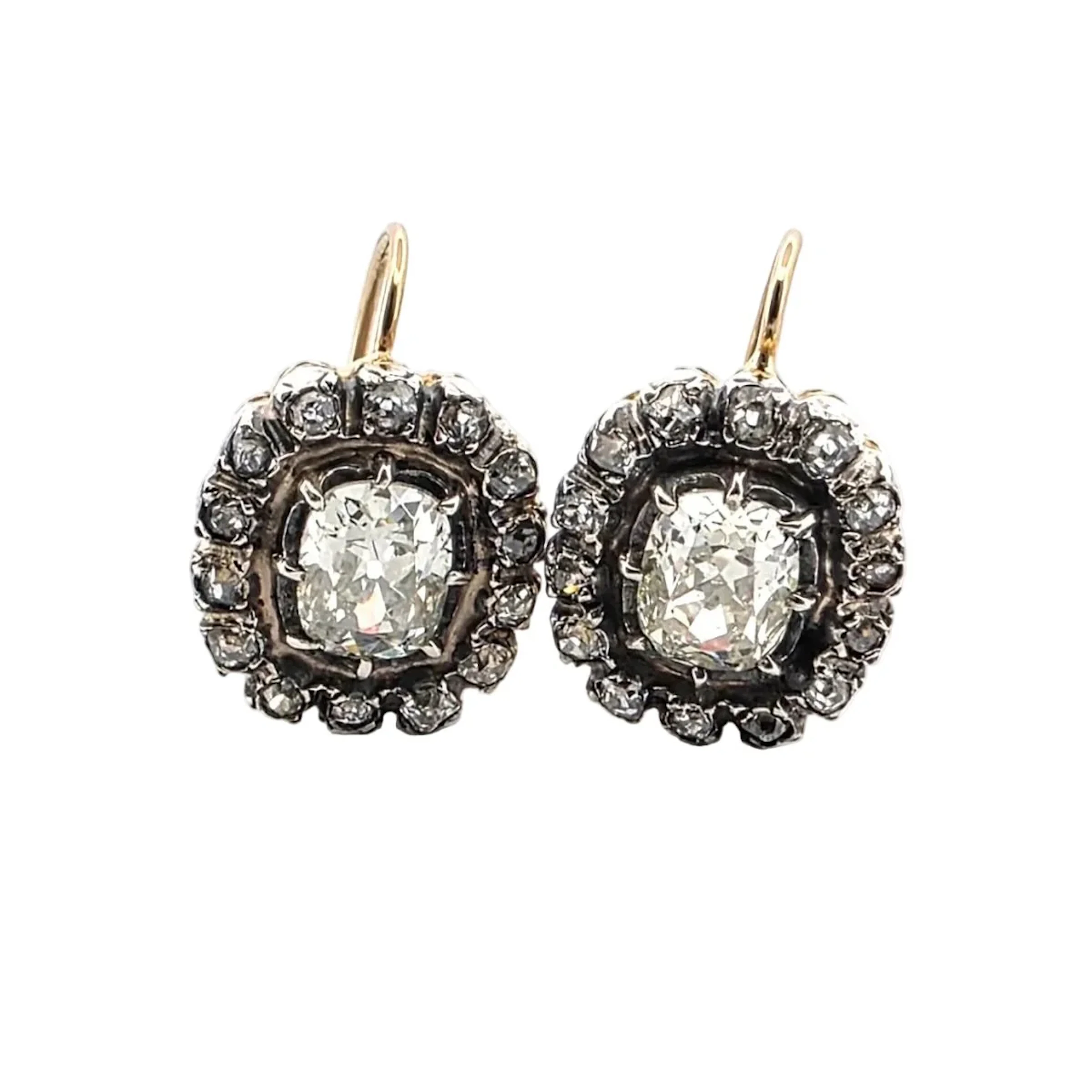 Yellow Gold and Diamond Lever-back Earrings
