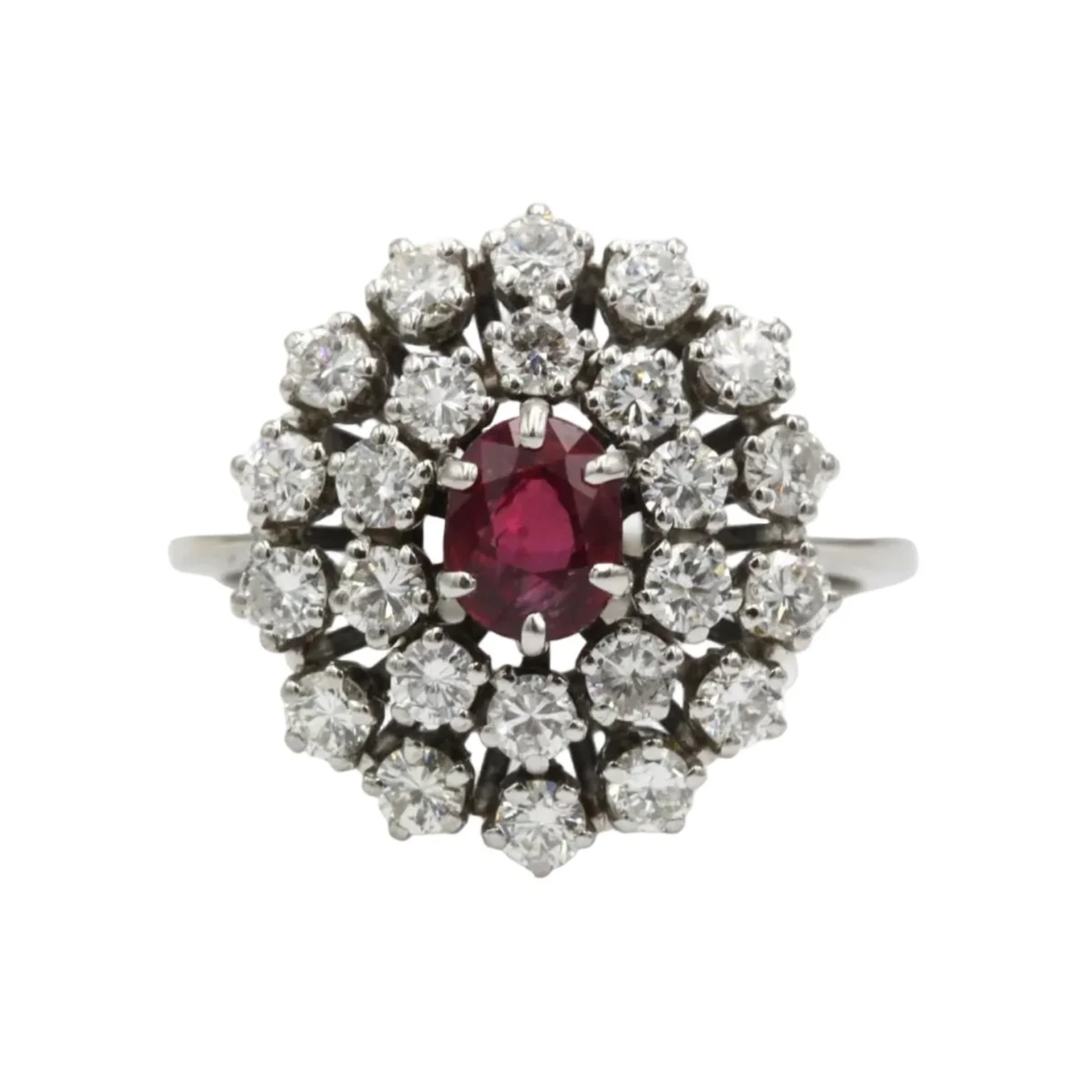 Ring Marguerite in white gold, ruby and diamonds