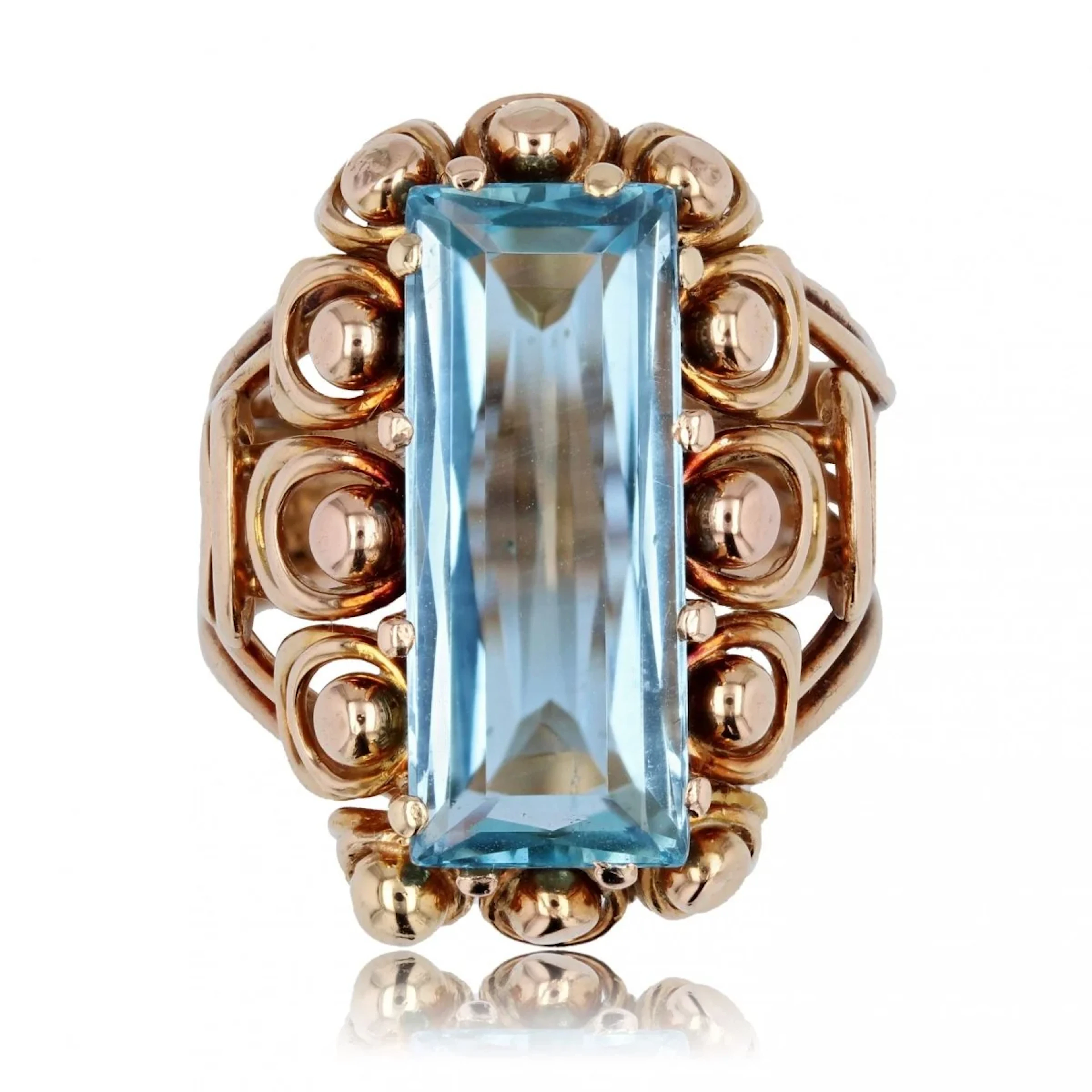 Cocktail ring in yellow gold, pearls and citrine