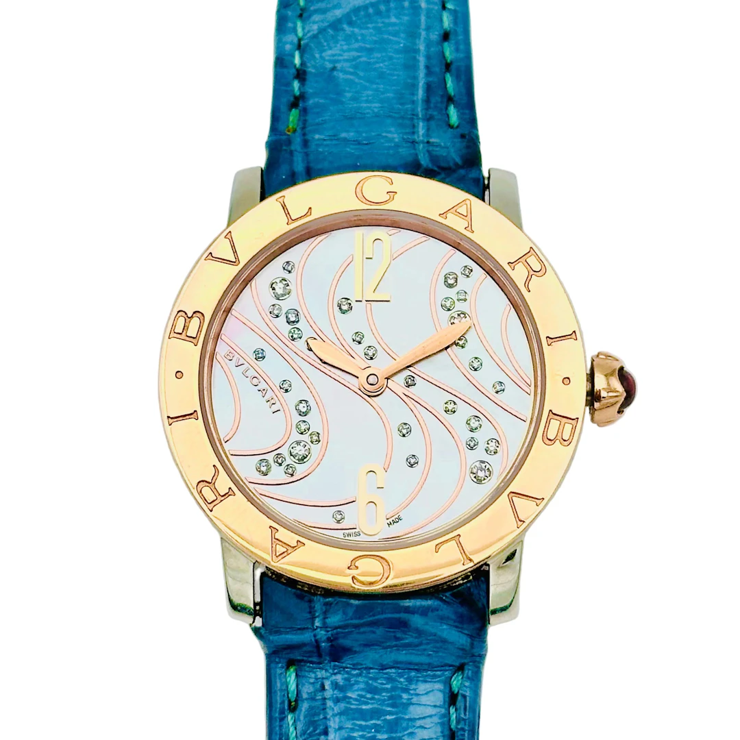 BULGARI watch in rose gold, steel, mother-of-pearl and leather