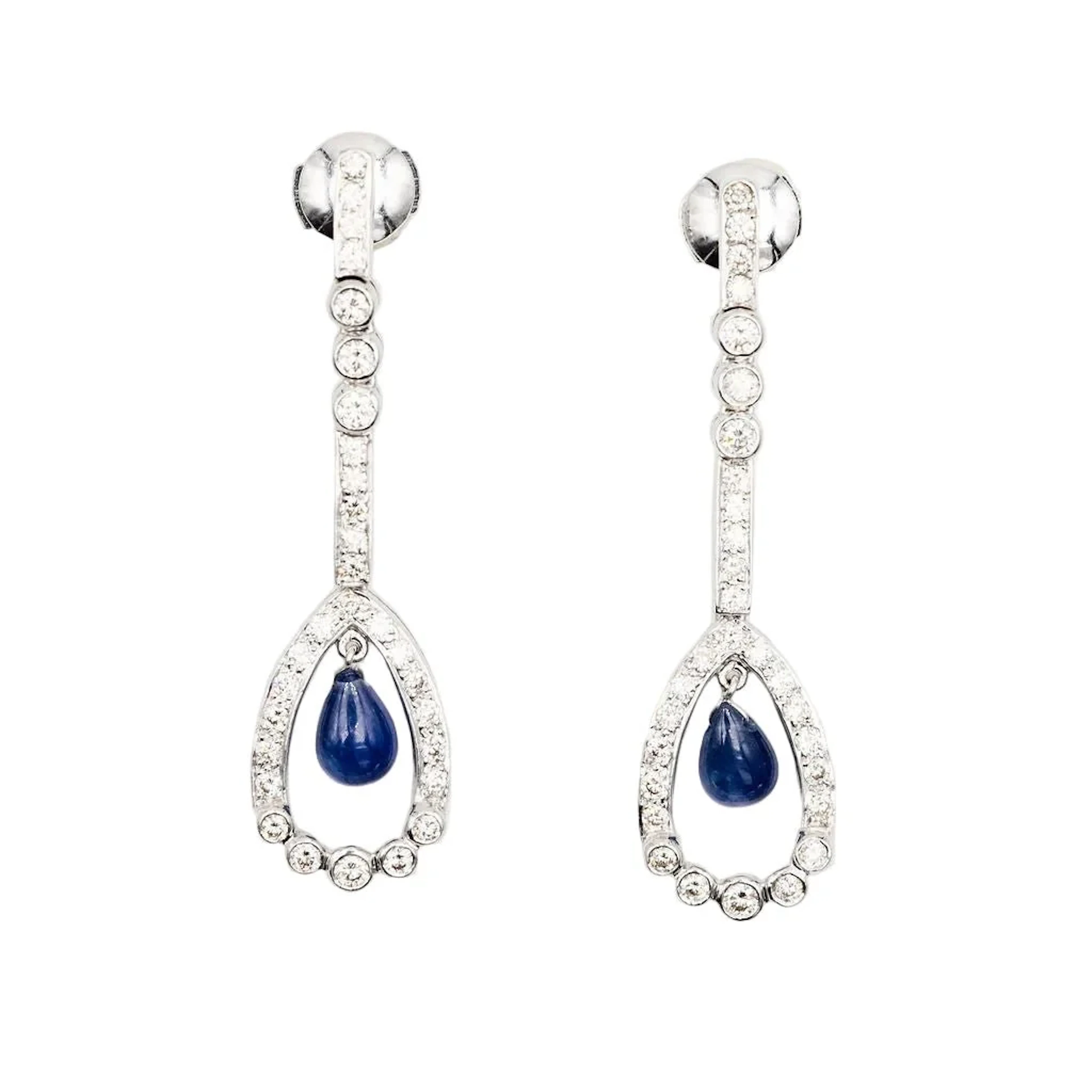 Earrings Pendant in white gold, sapphires and diamonds
