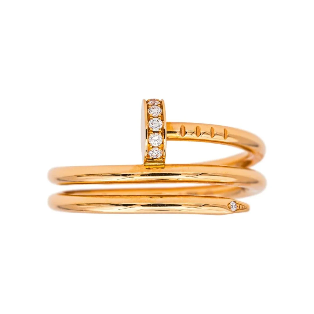Ring CARTIER "Juste un clou double tour" wedding band in rose gold and diamonds