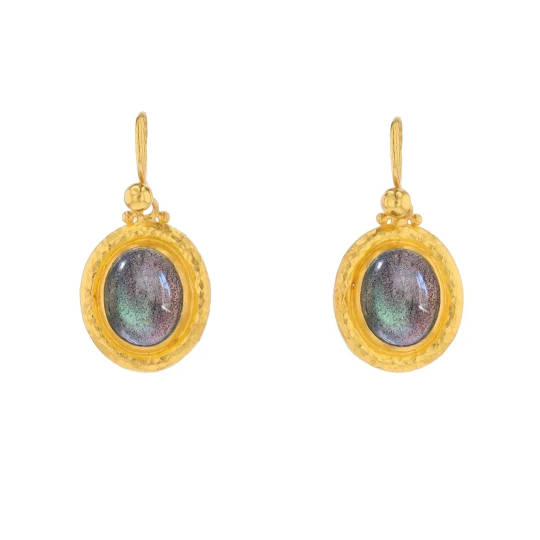 Earrings GURHAN in yellow gold and labradorite