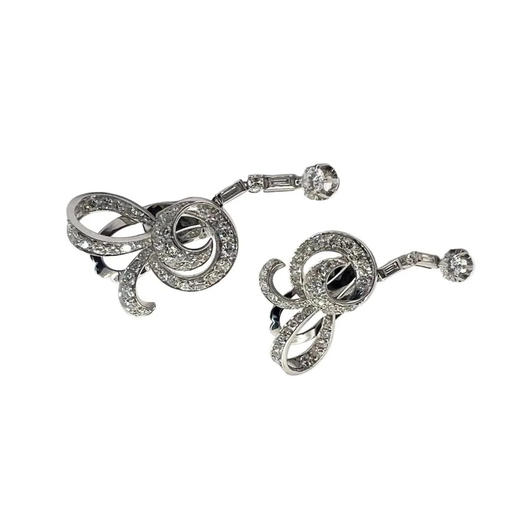 Platinum and Diamond Drop Earrings