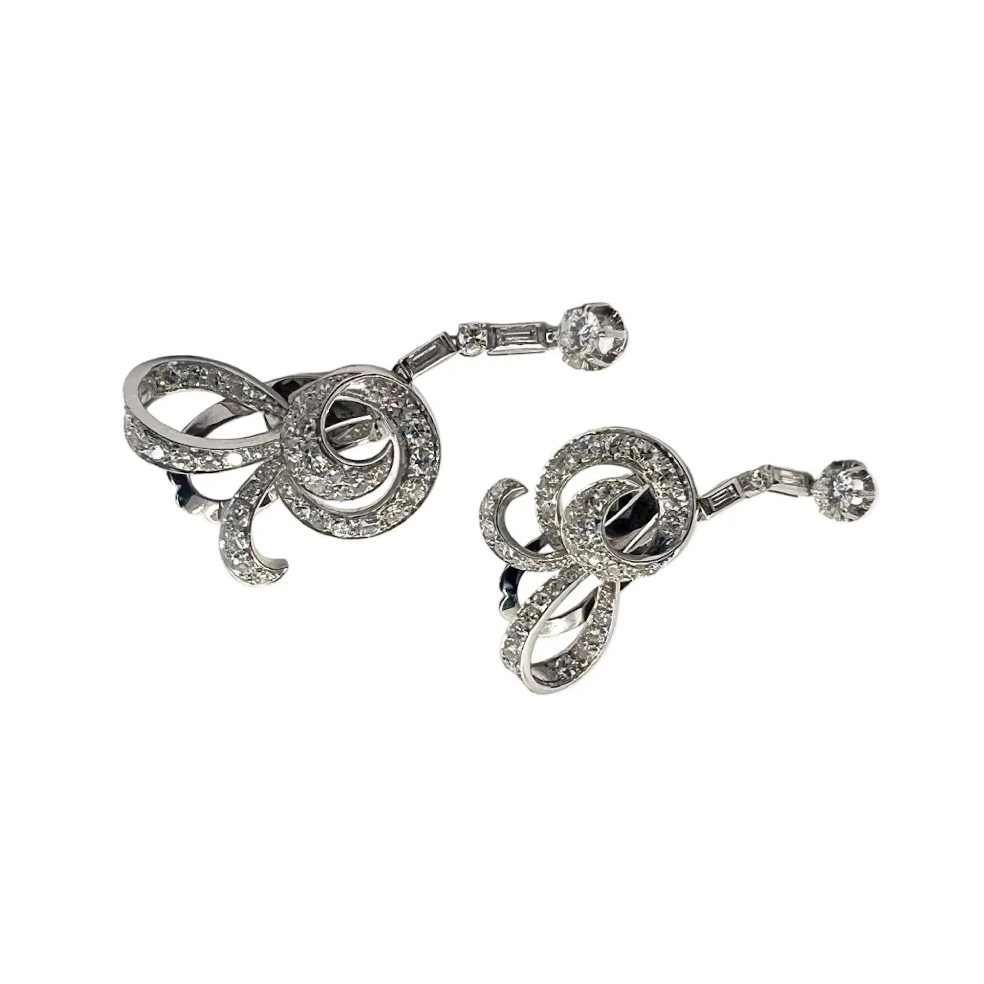 Platinum and Diamond Drop Earrings