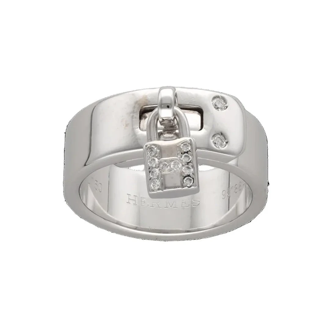 HERMÈS "Kelly" Ring in White Gold and Diamonds