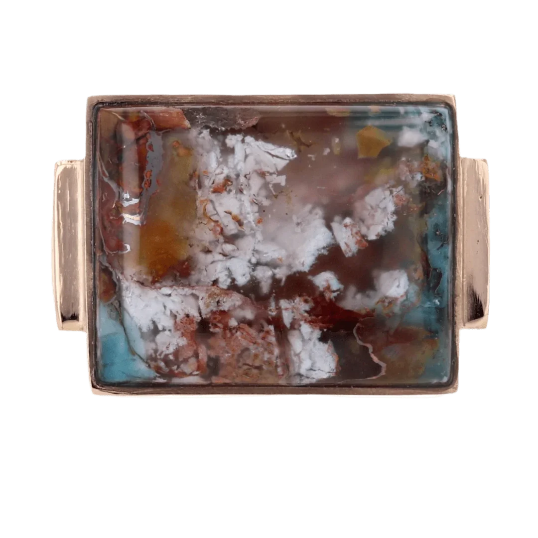 Signet ring in yellow gold and agate