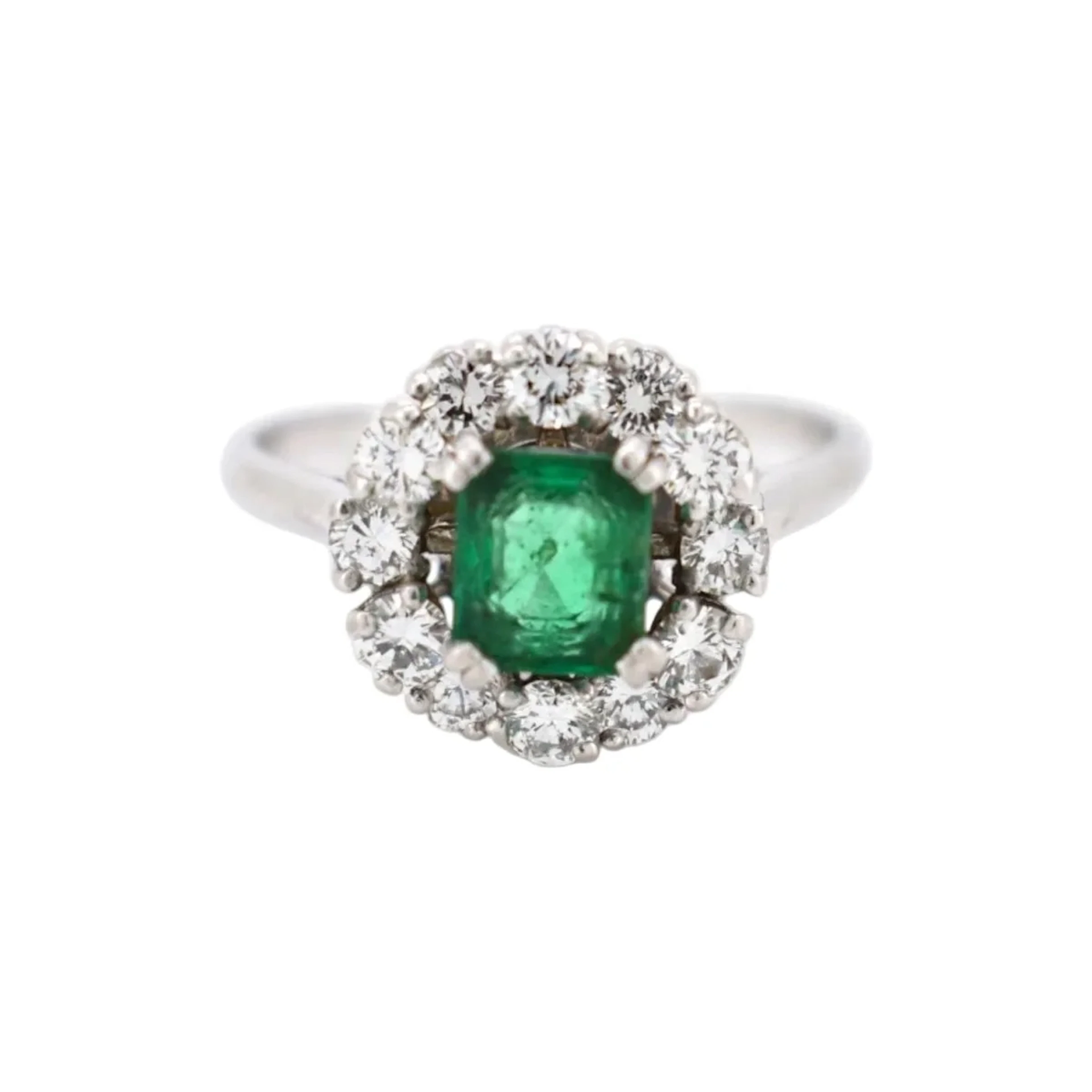 Marguerite MELLERIO Ring in Platinum, Emerald and Diamonds