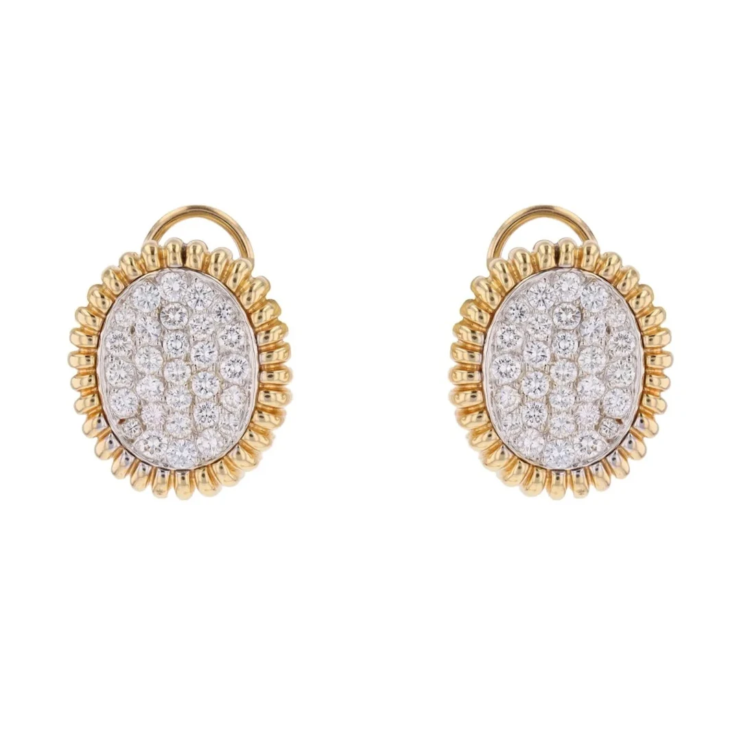 Vintage Yellow gold and Platinum Earrings with Diamonds