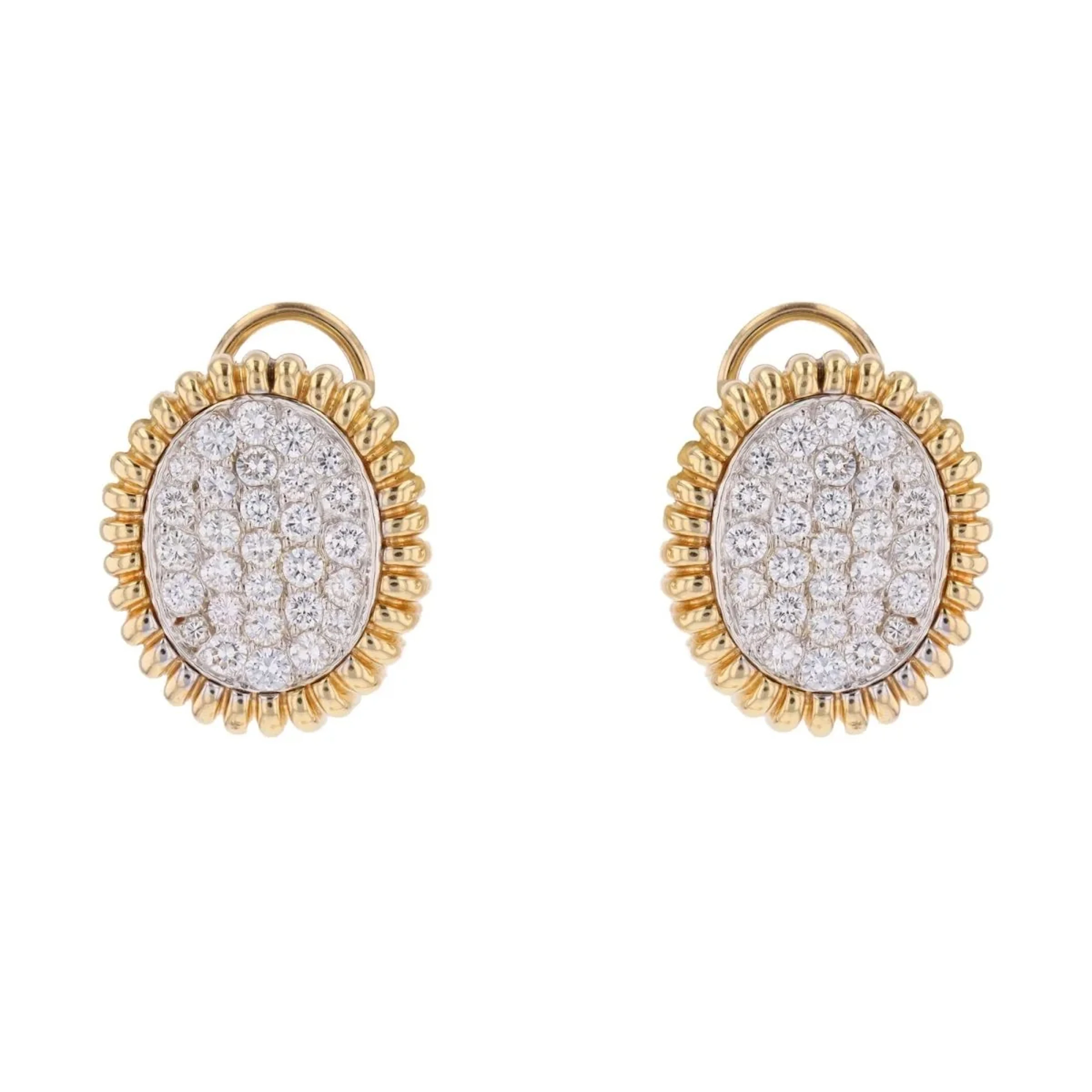 Vintage Yellow gold and Platinum Earrings with Diamonds