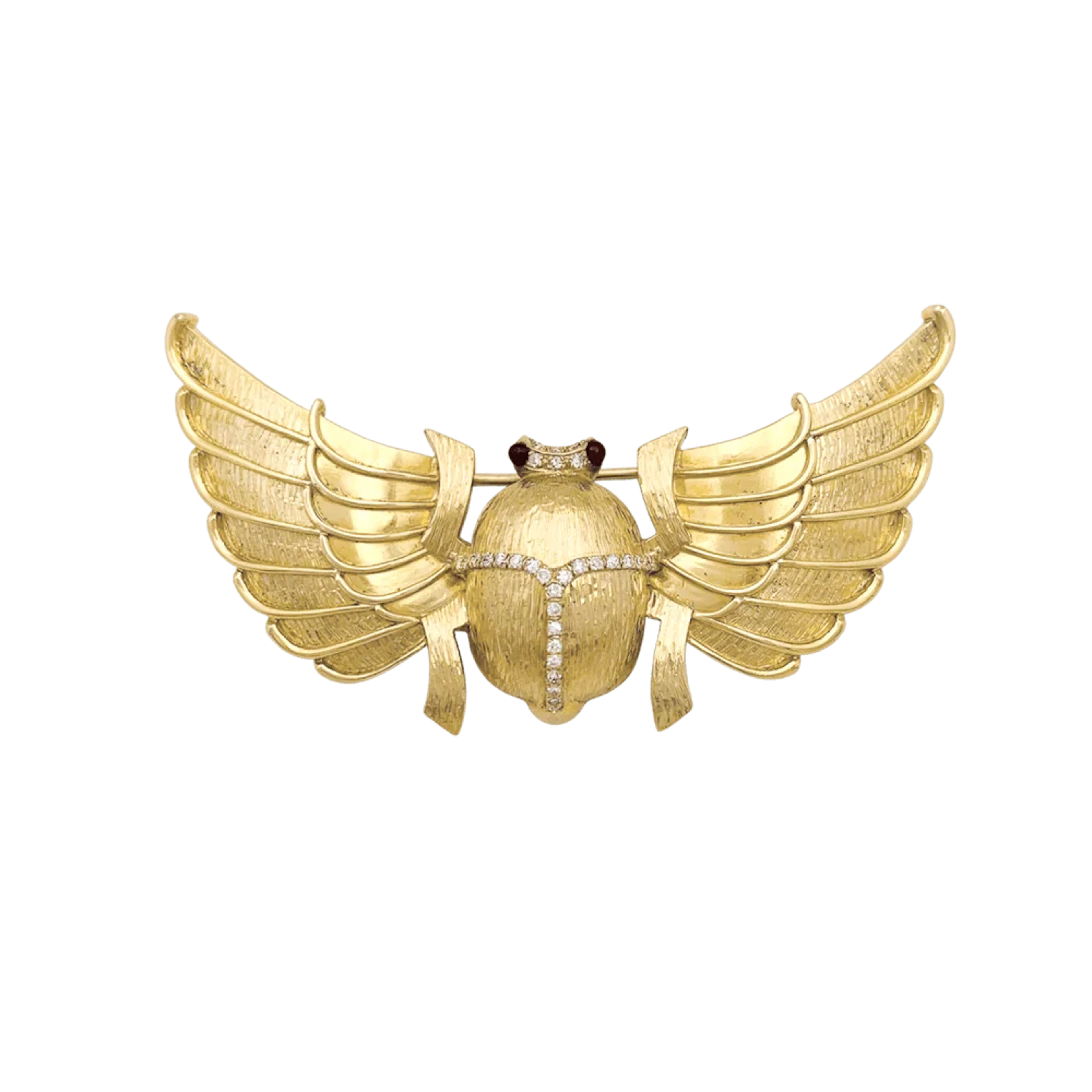 Broche Épingle en or jaune, rubis et diamants