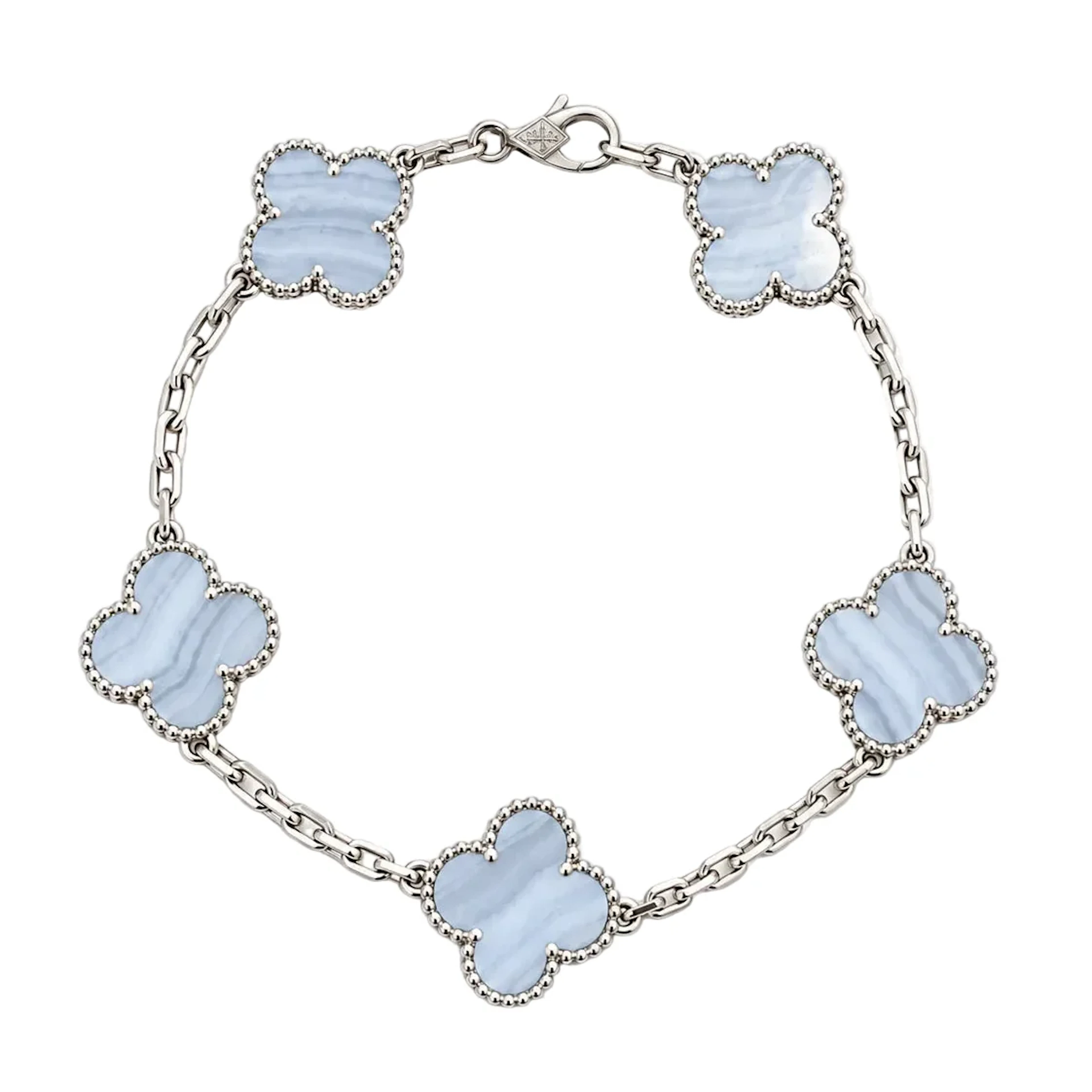 VAN CLEEF & ARPELS “Vintage Alhambra” bracelet in white gold and chalcedony