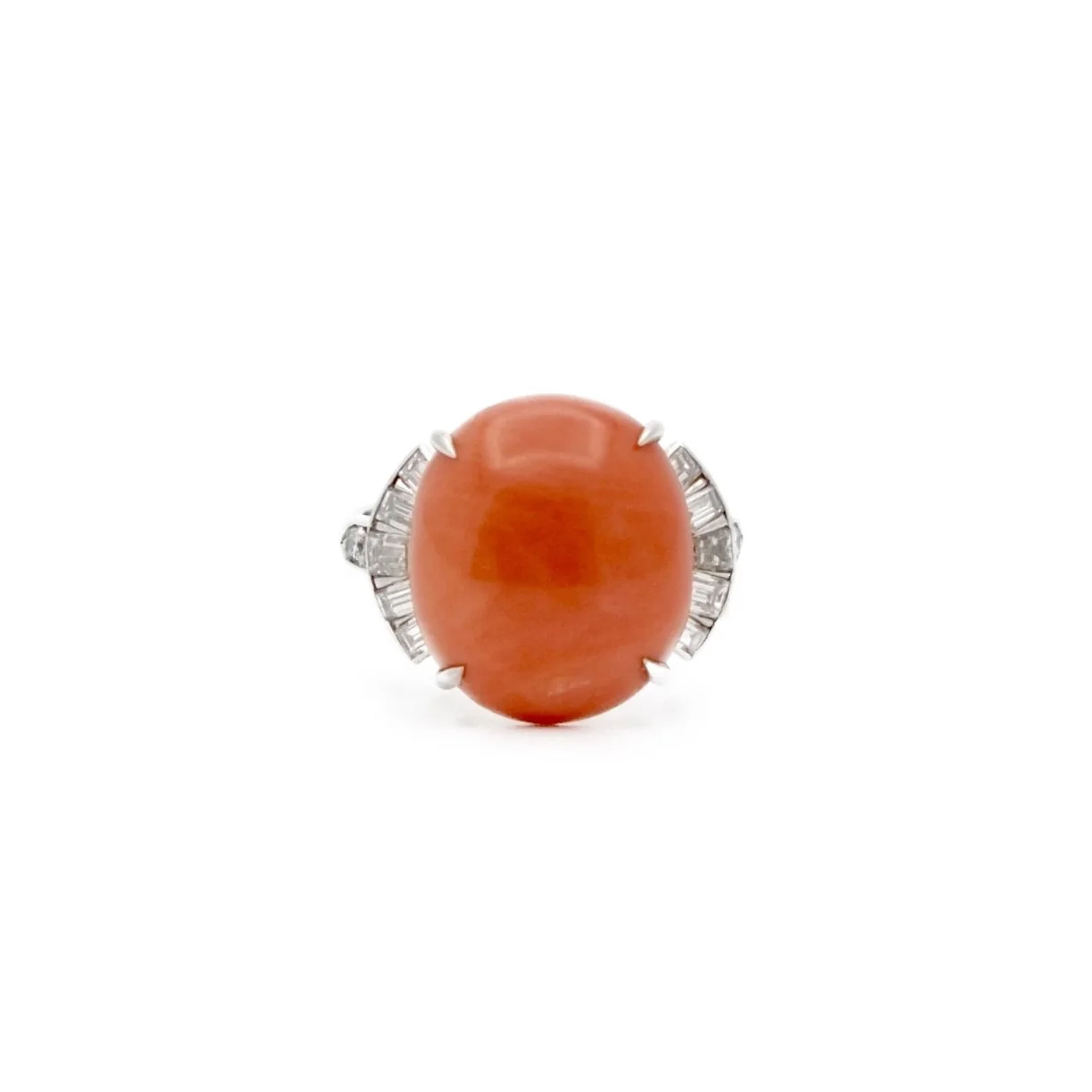 Ring coral, paltinium and diamonds