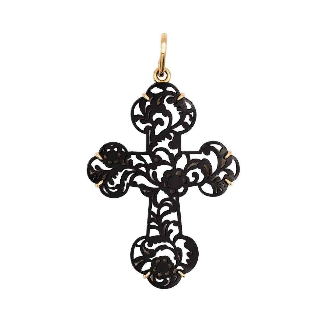 Pendentif POMELLATO "Victoria" en or rose et jais