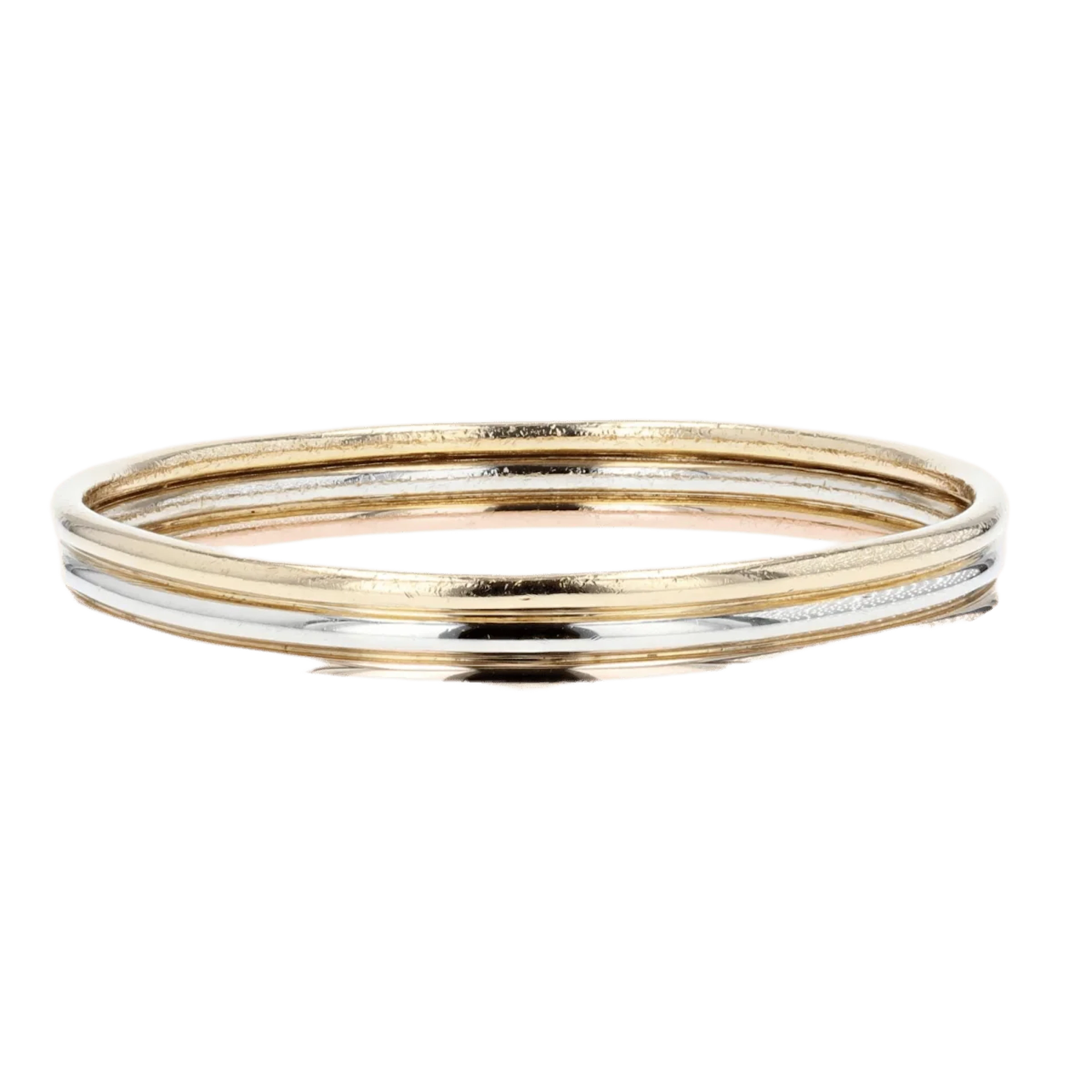 Bangle bracelet in yellow gold, white gold and rose gold