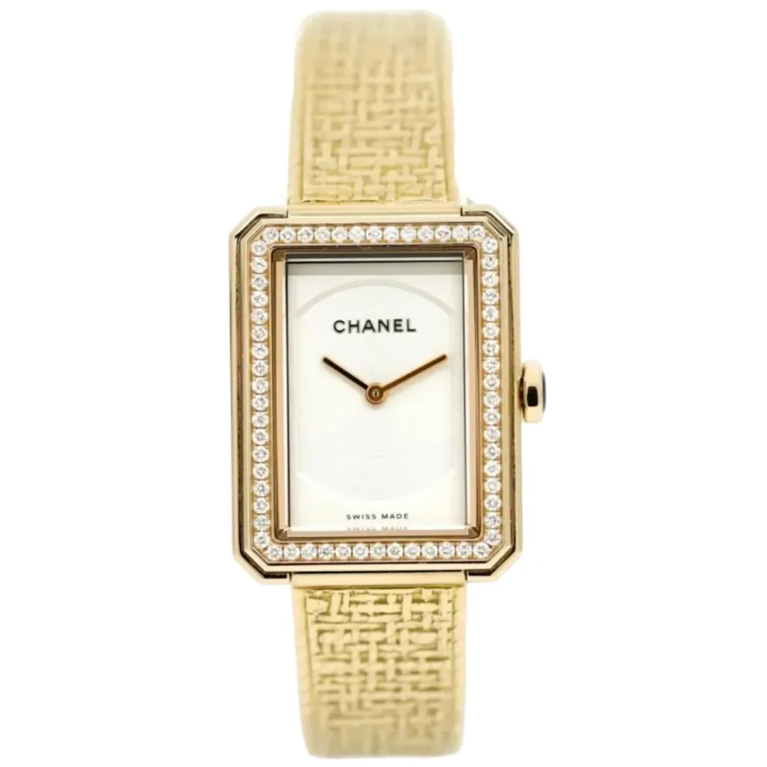 CHANEL "Boy·Friend Tweed" Watch in yellow gold and diamonds