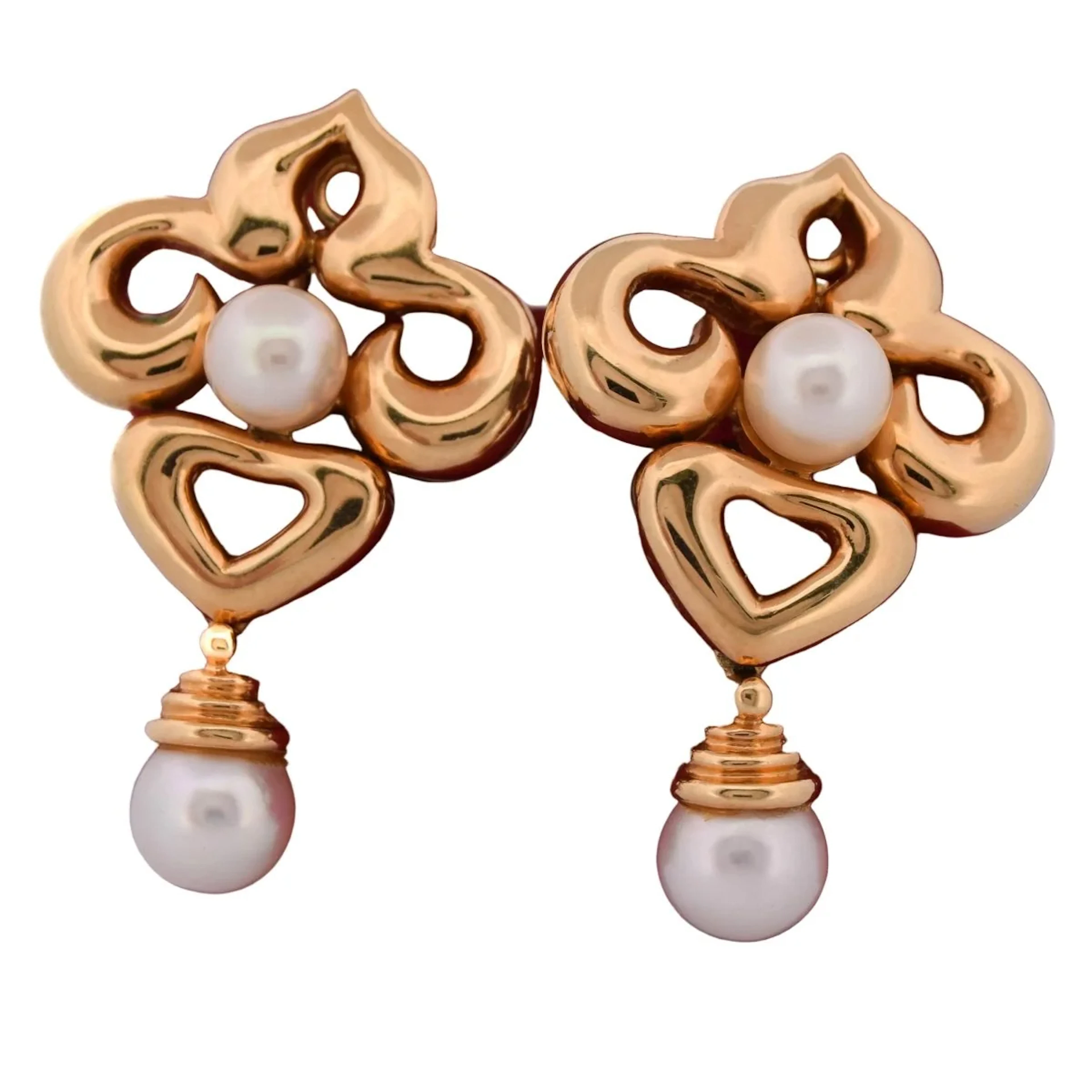 Earrings Clips in yellow gold and pearls