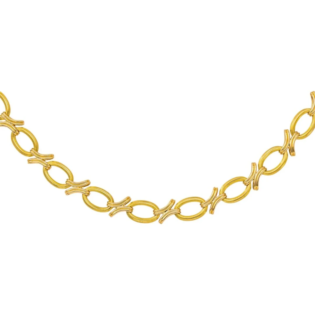 Yellow Gold Oval Link Necklace