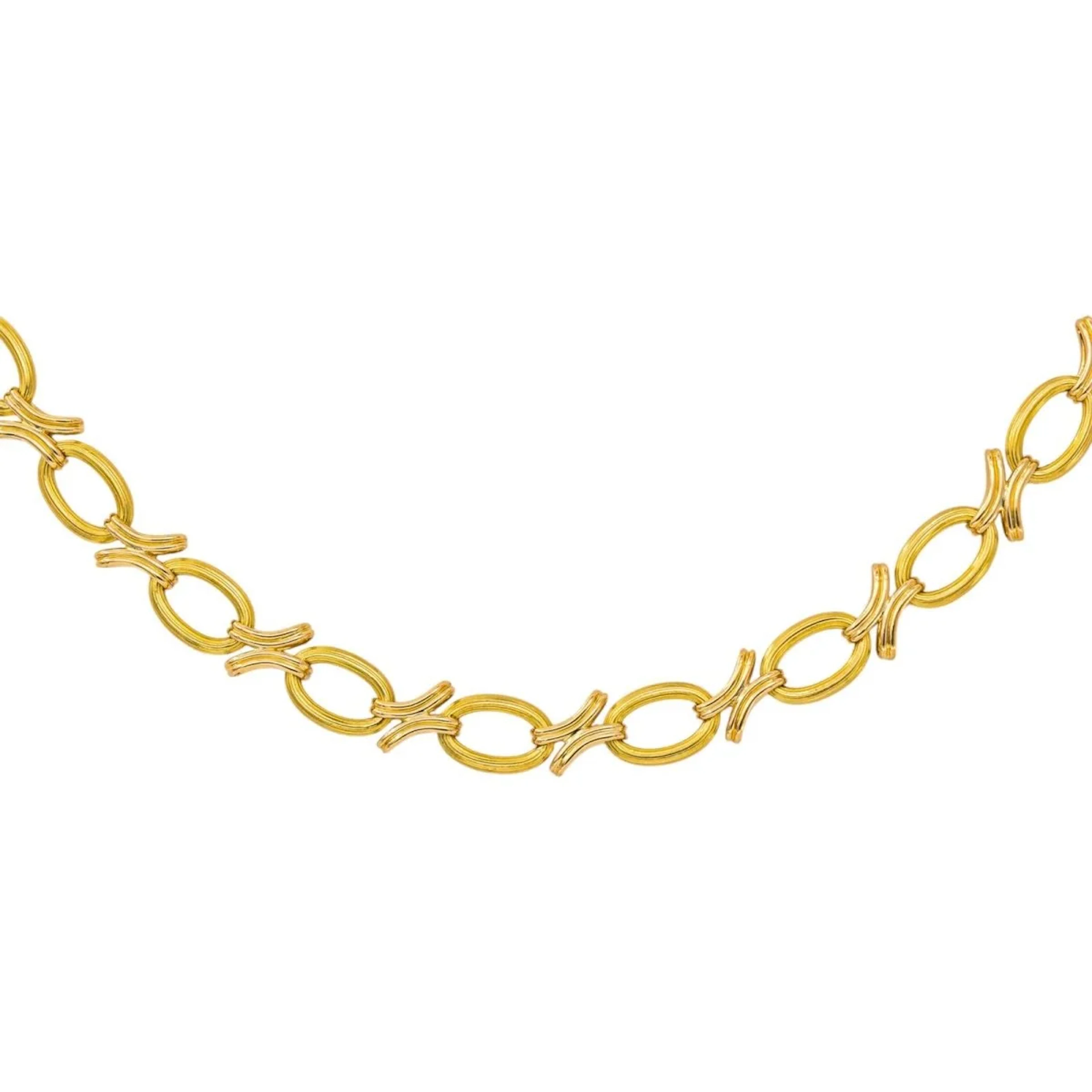 Yellow Gold Oval Link Necklace