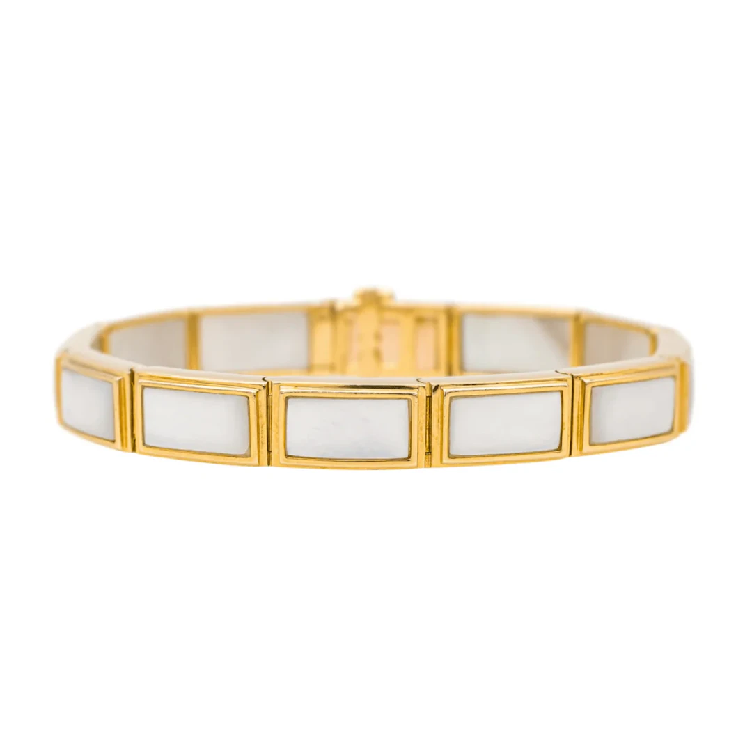 Bracelet MAUBOUSSIN "Palmier" in yellow gold and mother-of-pearl
