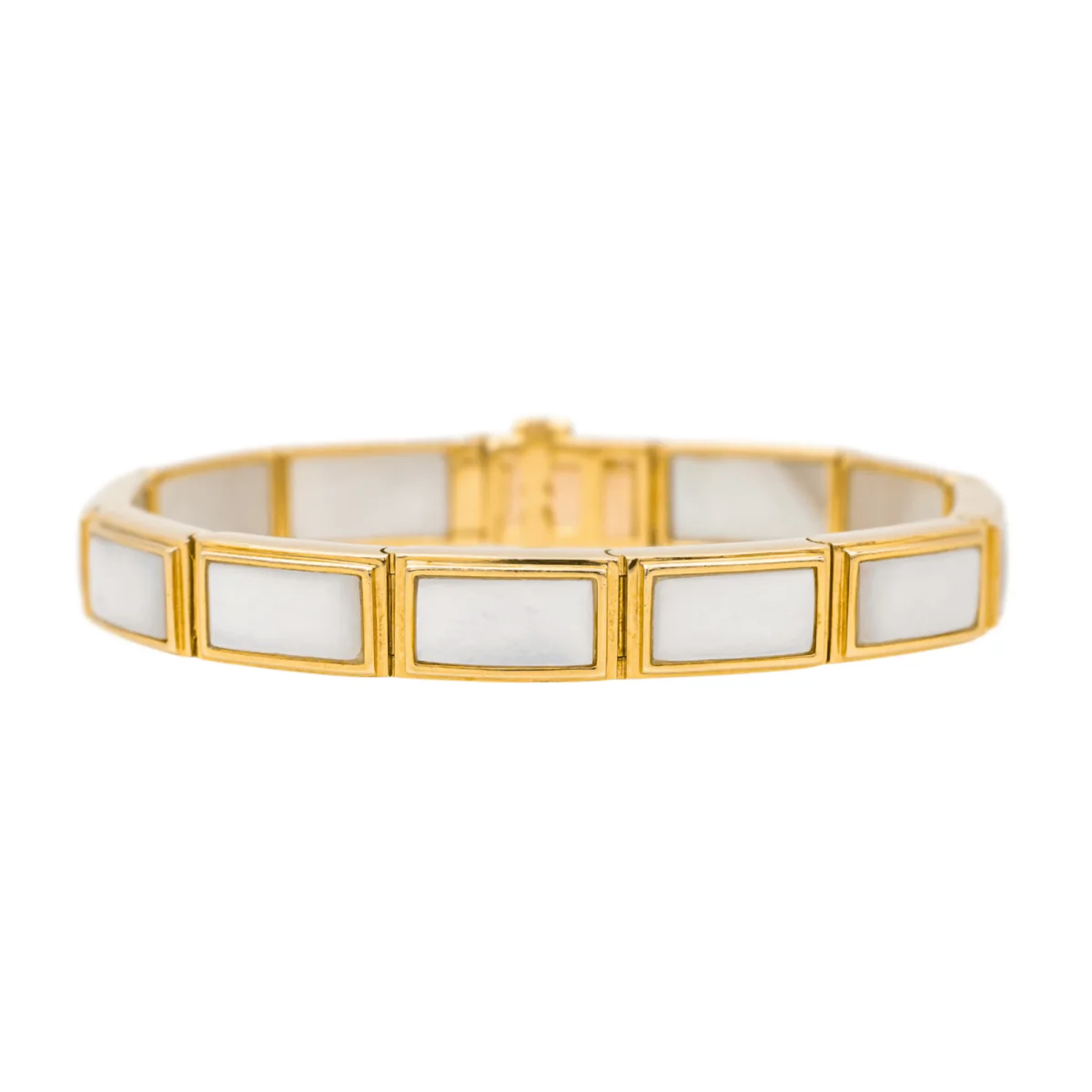 Bracelet MAUBOUSSIN "Palmier" in yellow gold and mother-of-pearl