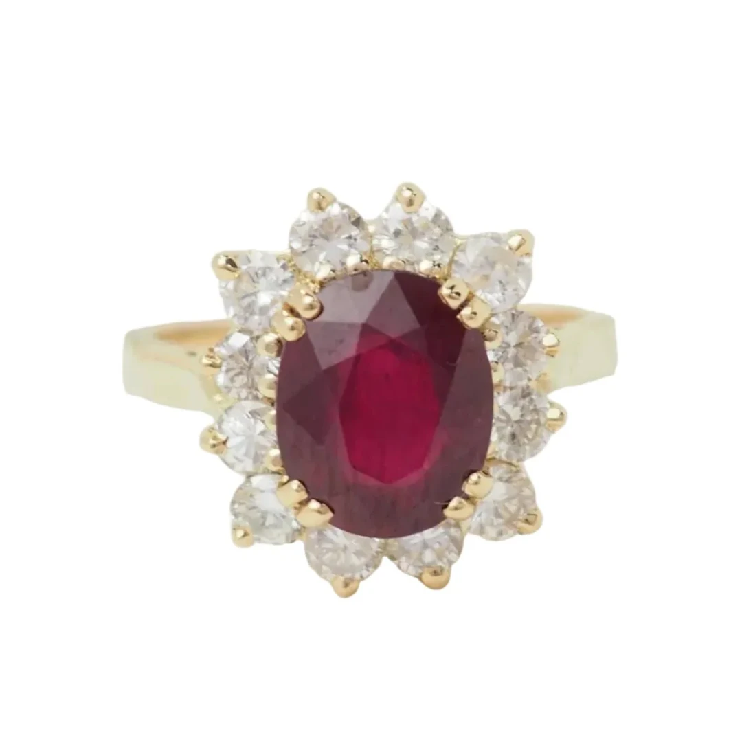 "Entourage" Ring in Yellow Gold, Rubies, and Diamonds