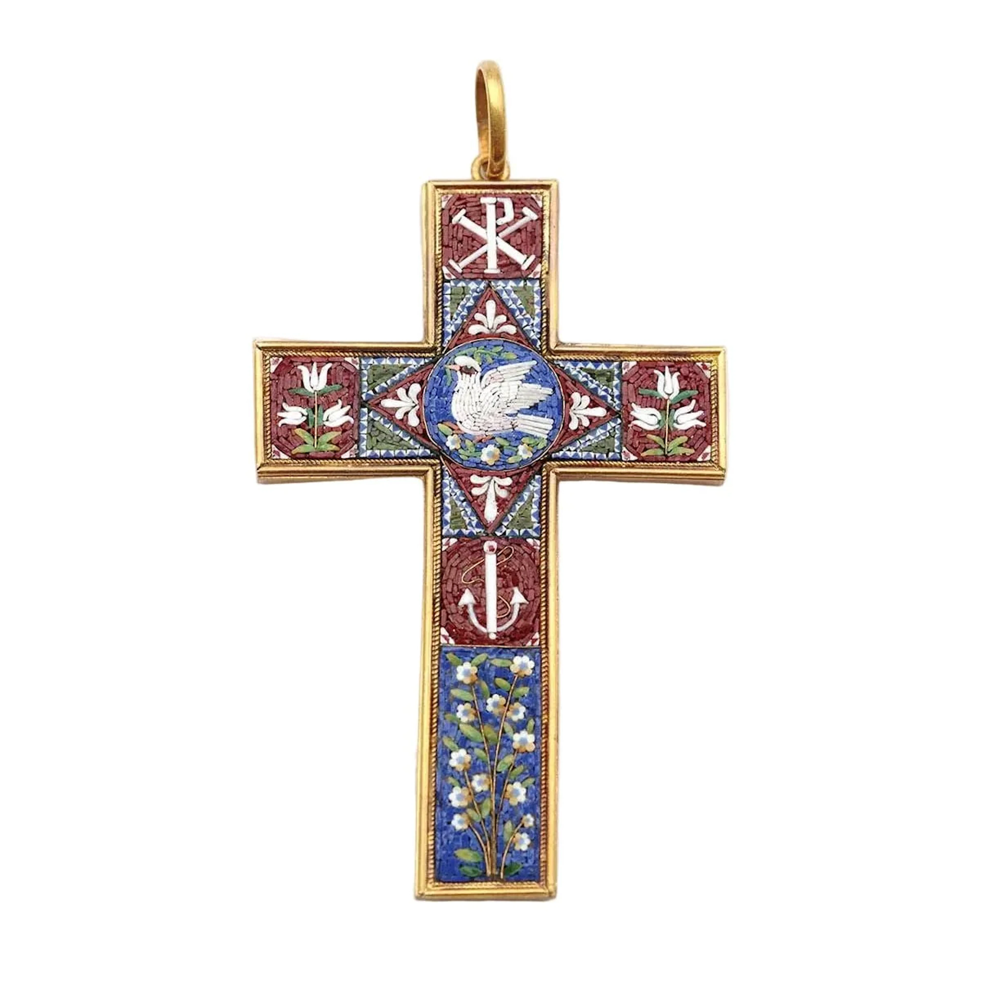 Pendentif en or jaune et mosaïques